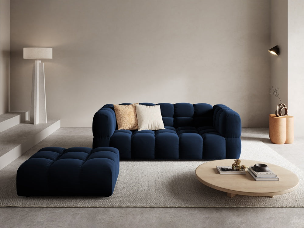 Velvet sofa 3-person sky royal navy blue