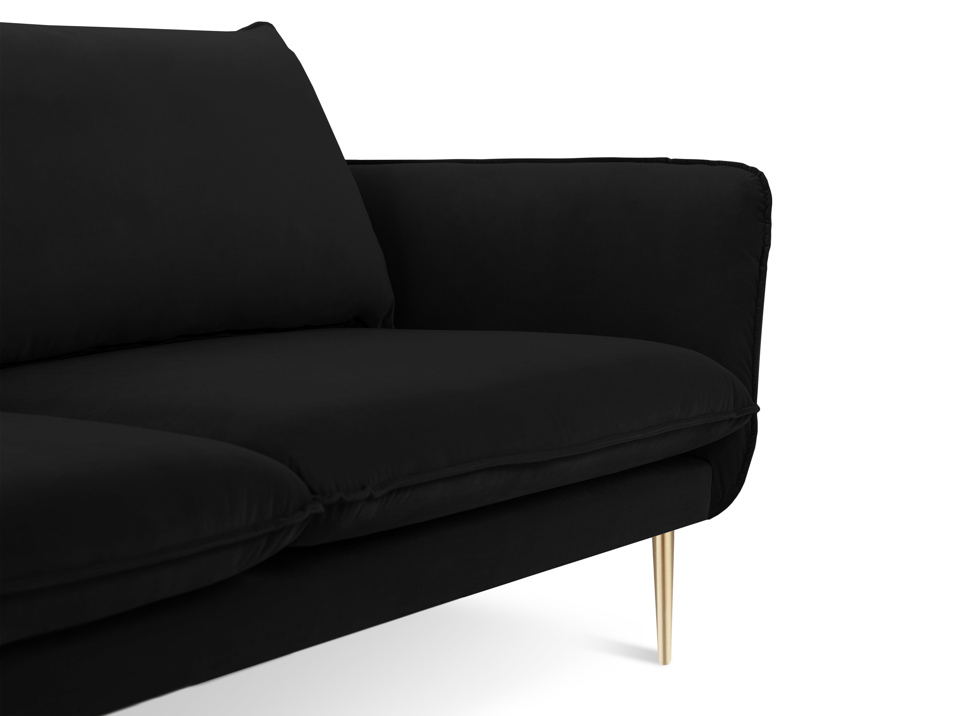 Velvet sofa 3-seater VIENNA black with gold base
