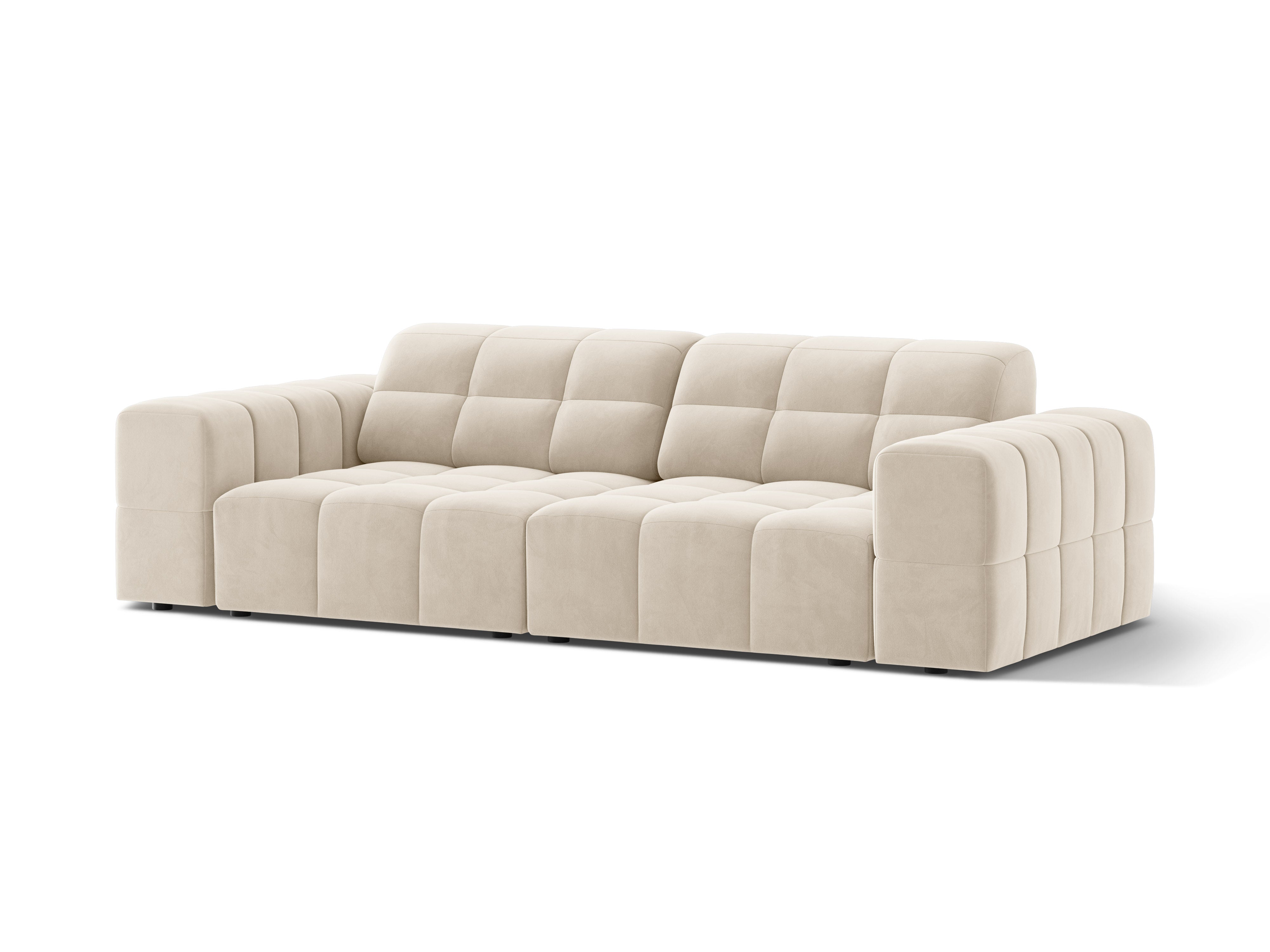 3-seater velvet sofa light beige