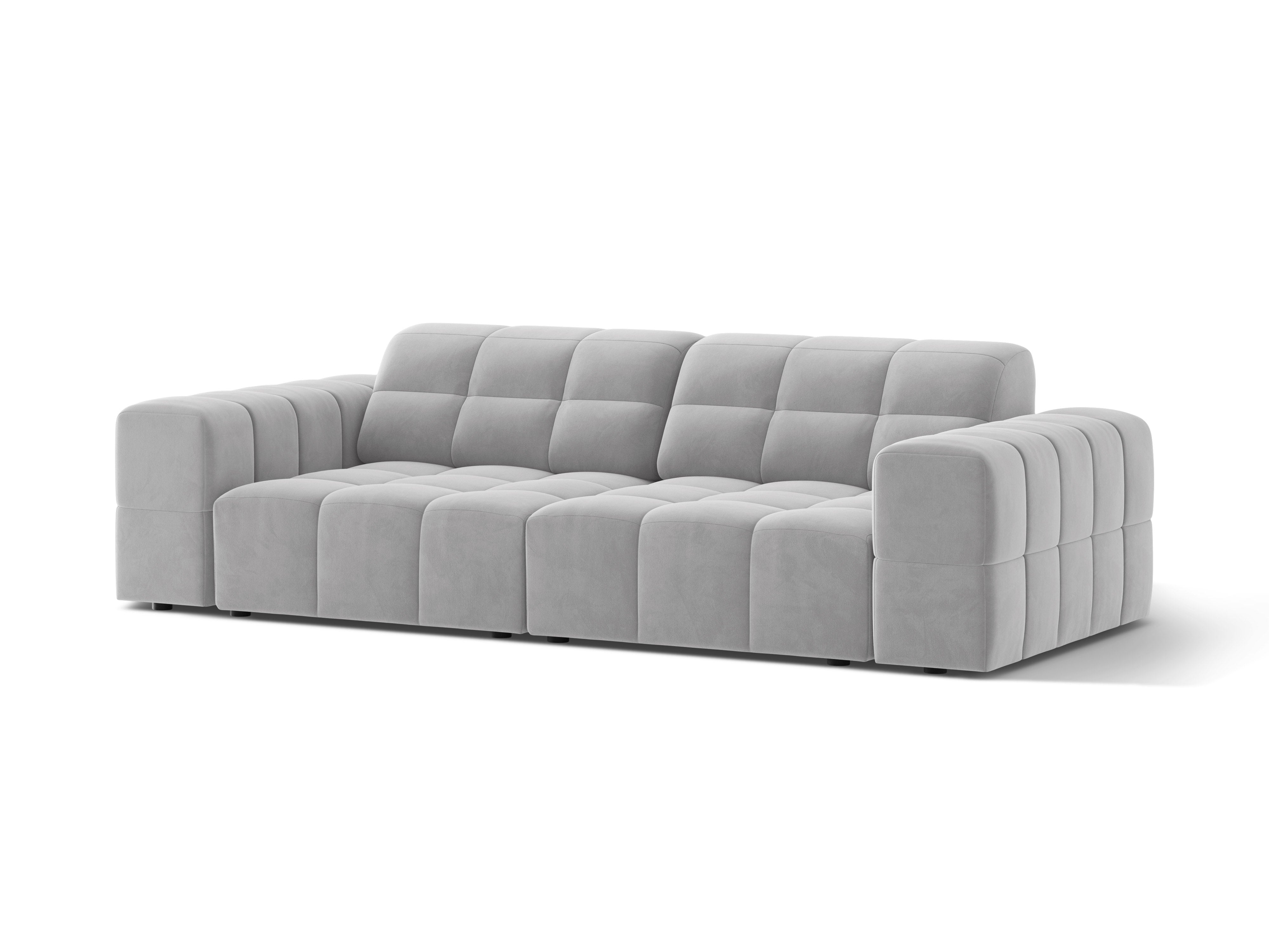 3-seater velvet sofa chicago light gray