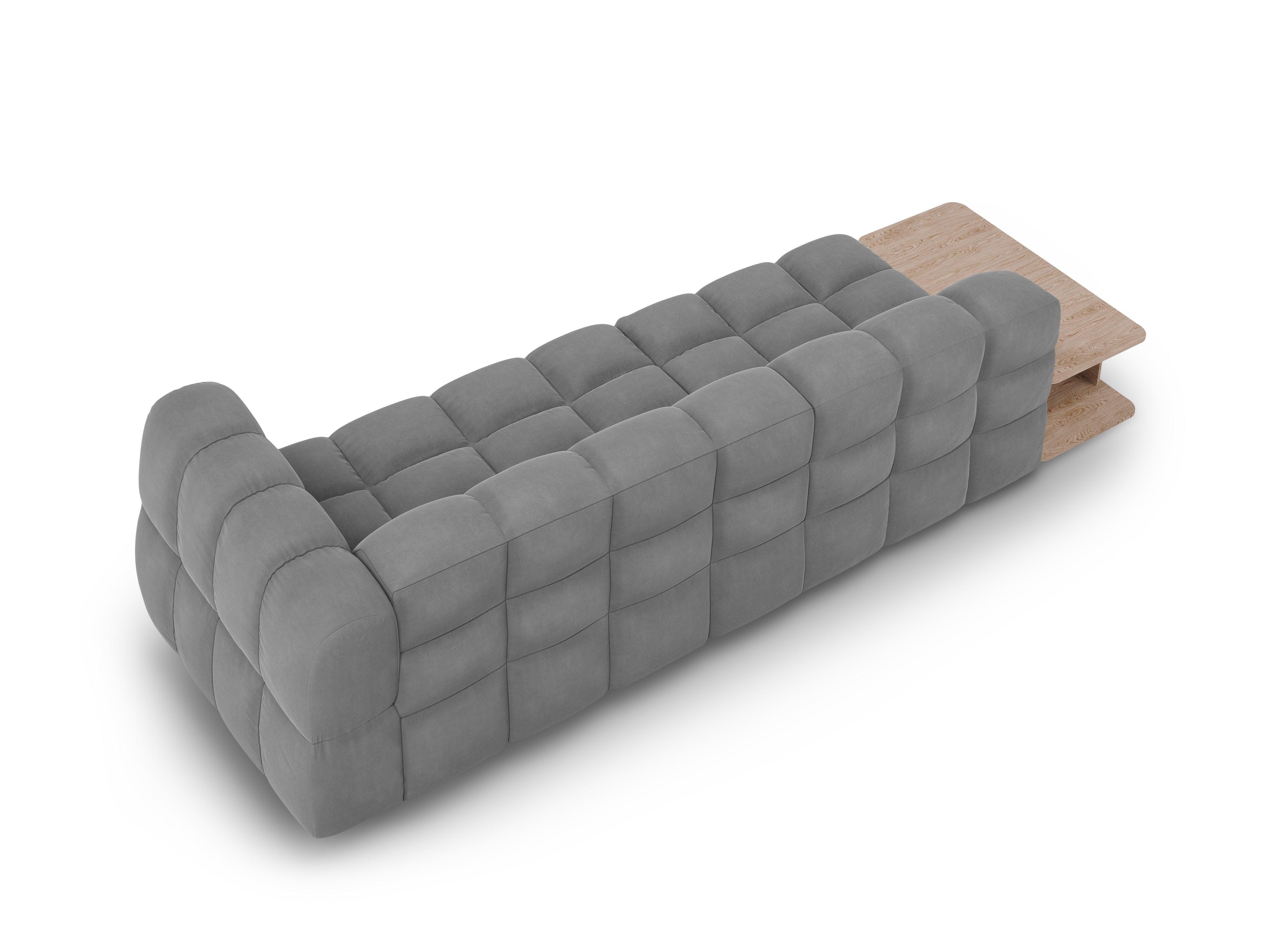 Sofa aksamitna lewostronna 4-osobowa otwarta ze stolikiem SKY jasnoszary Cosmopolitan Design    Eye on Design