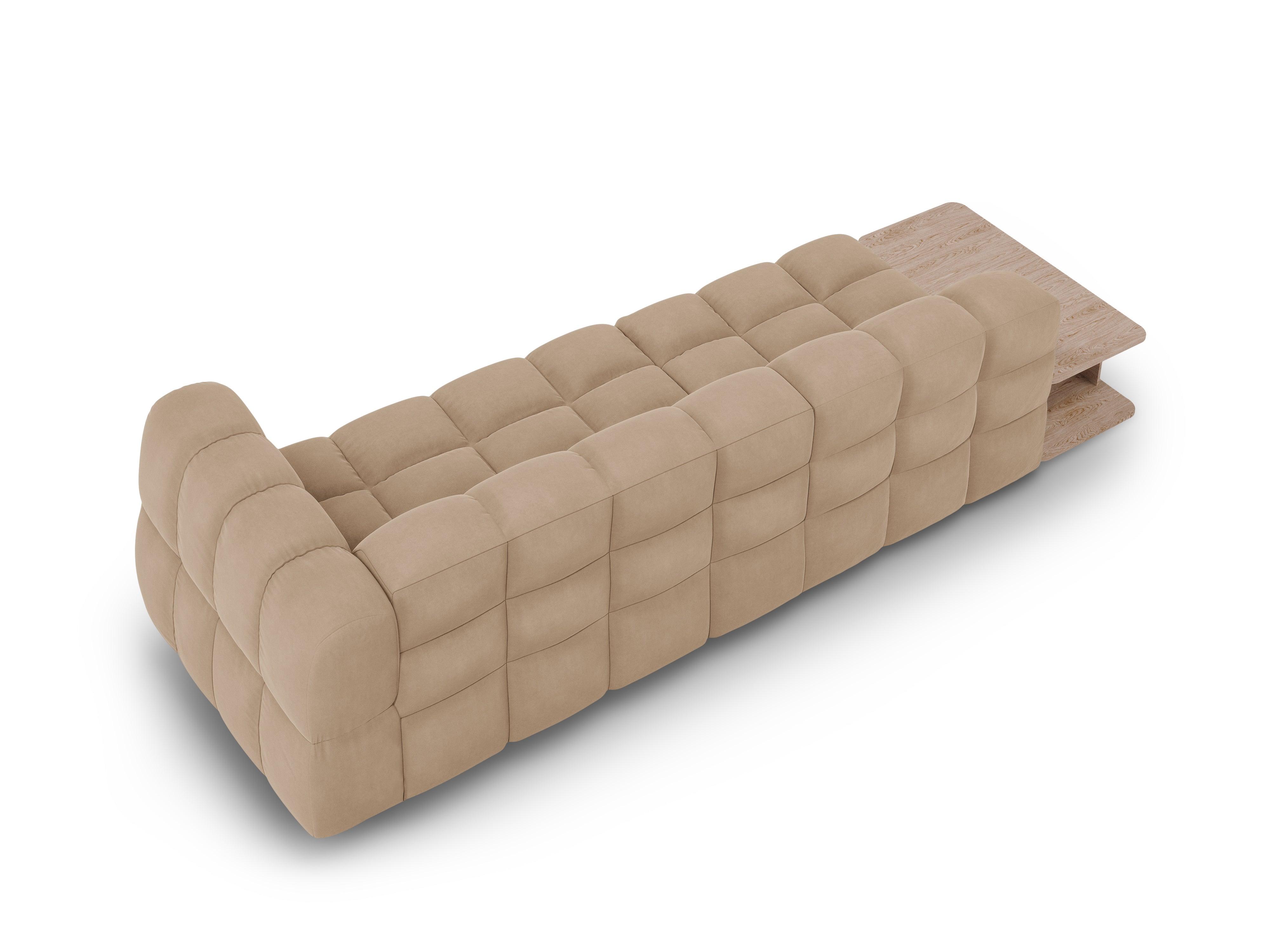 Sofa aksamitna lewostronna 4-osobowa otwarta ze stolikiem SKY piaskowy Cosmopolitan Design    Eye on Design