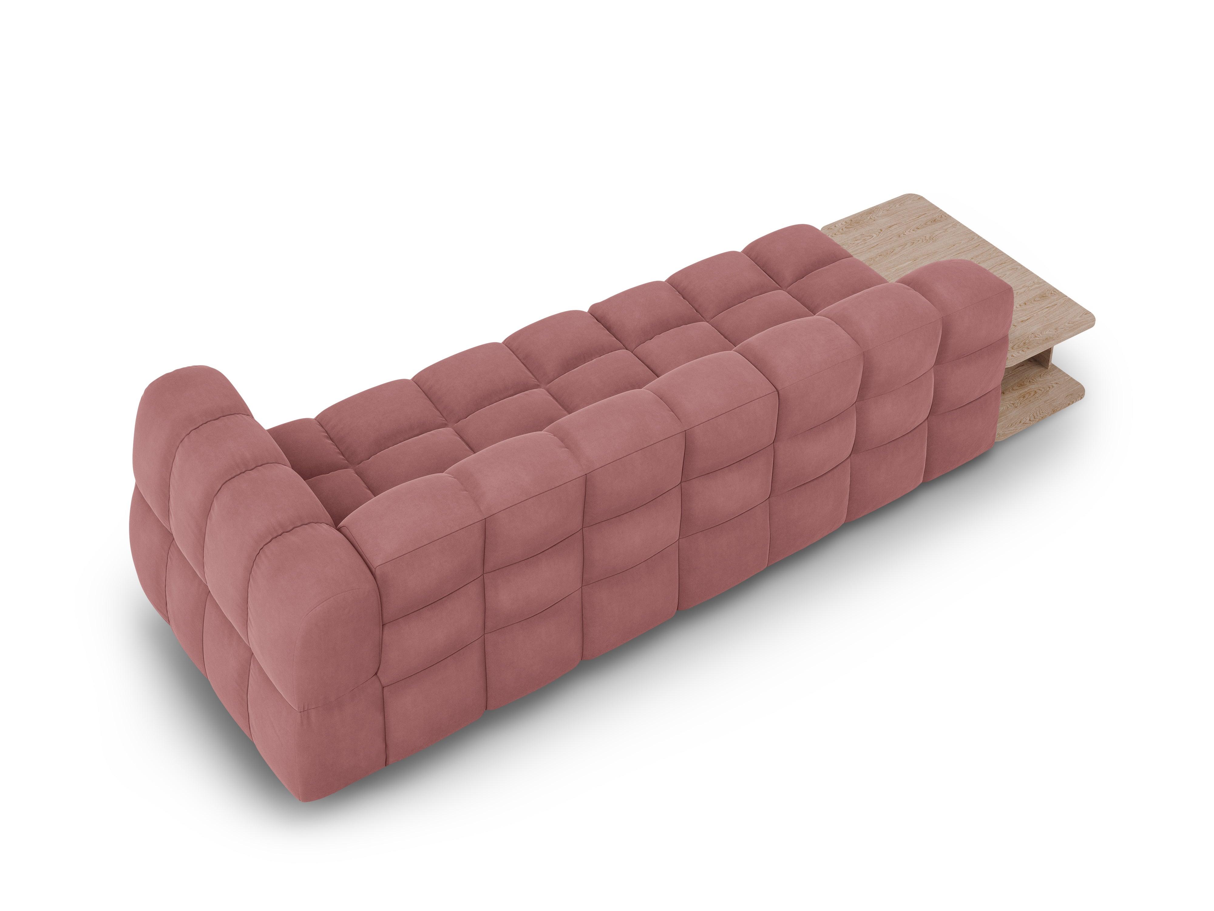 Sofa aksamitna lewostronna 4-osobowa otwarta ze stolikiem SKY łososiowy Cosmopolitan Design    Eye on Design