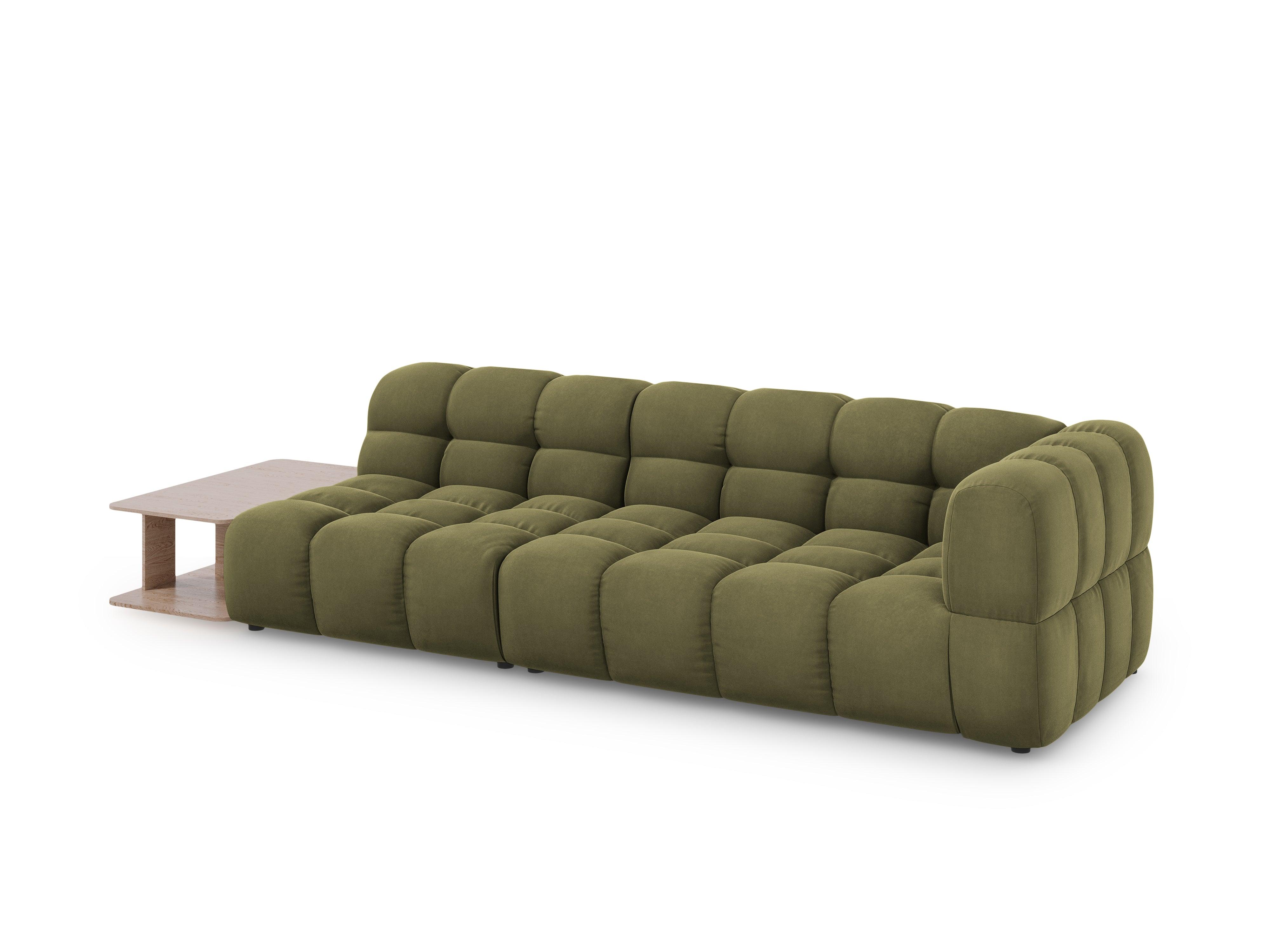 Sofa aksamitna lewostronna 4-osobowa otwarta ze stolikiem SKY jasnozielony Cosmopolitan Design    Eye on Design