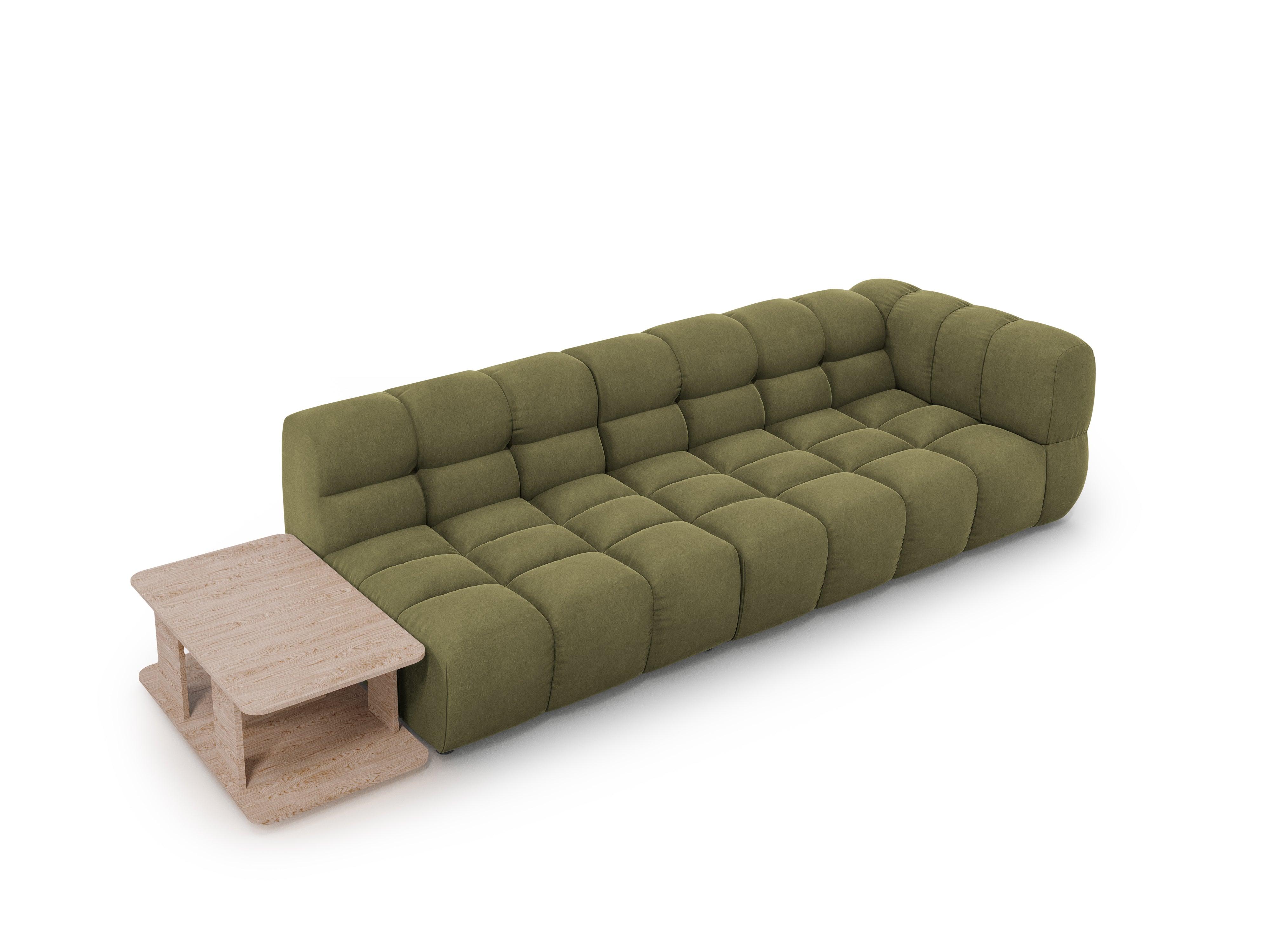 Sofa aksamitna lewostronna 4-osobowa otwarta ze stolikiem SKY jasnozielony Cosmopolitan Design    Eye on Design