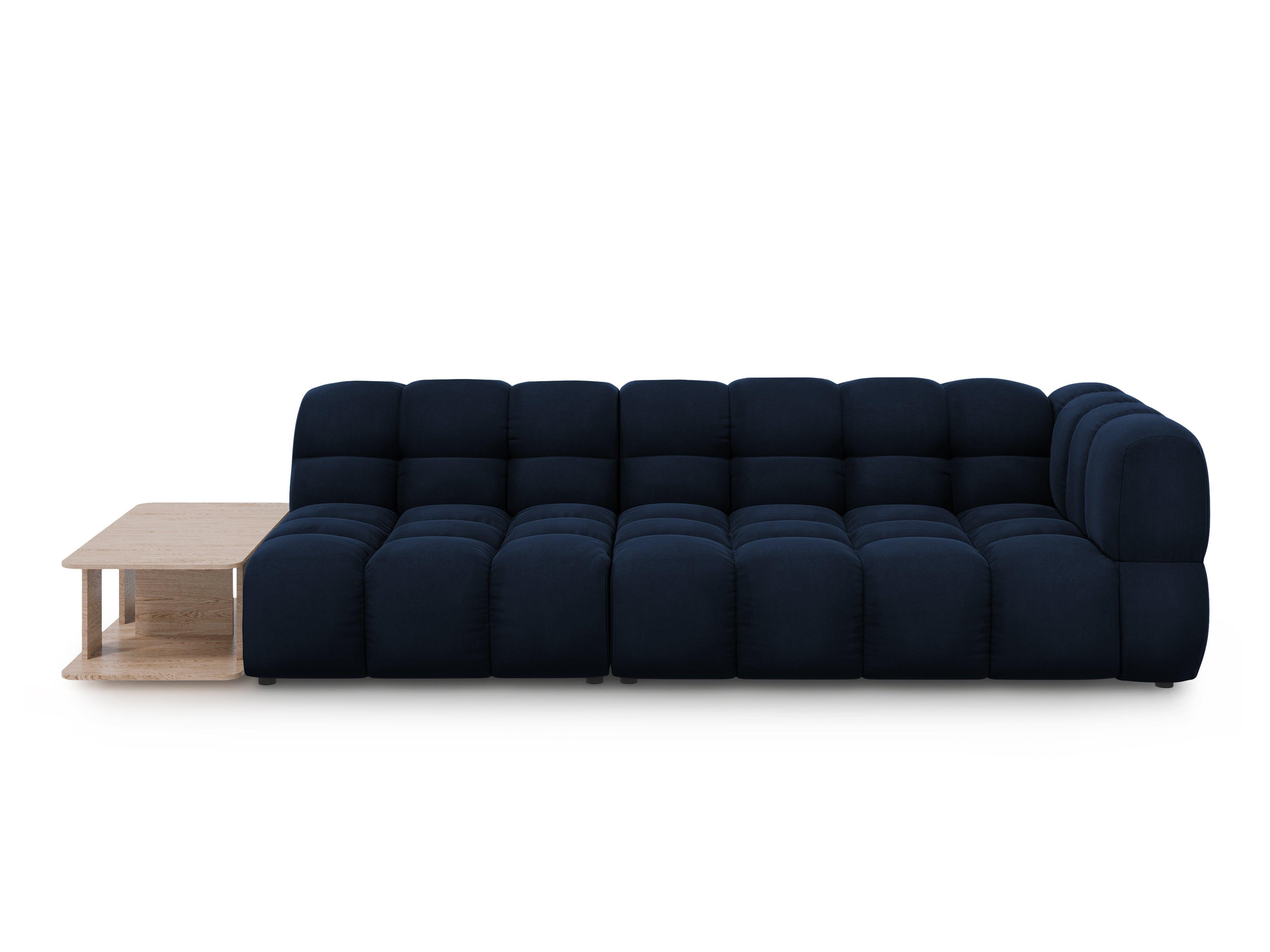 Sofa aksamitna lewostronna 4-osobowa otwarta ze stolikiem SKY granat królewski Cosmopolitan Design    Eye on Design