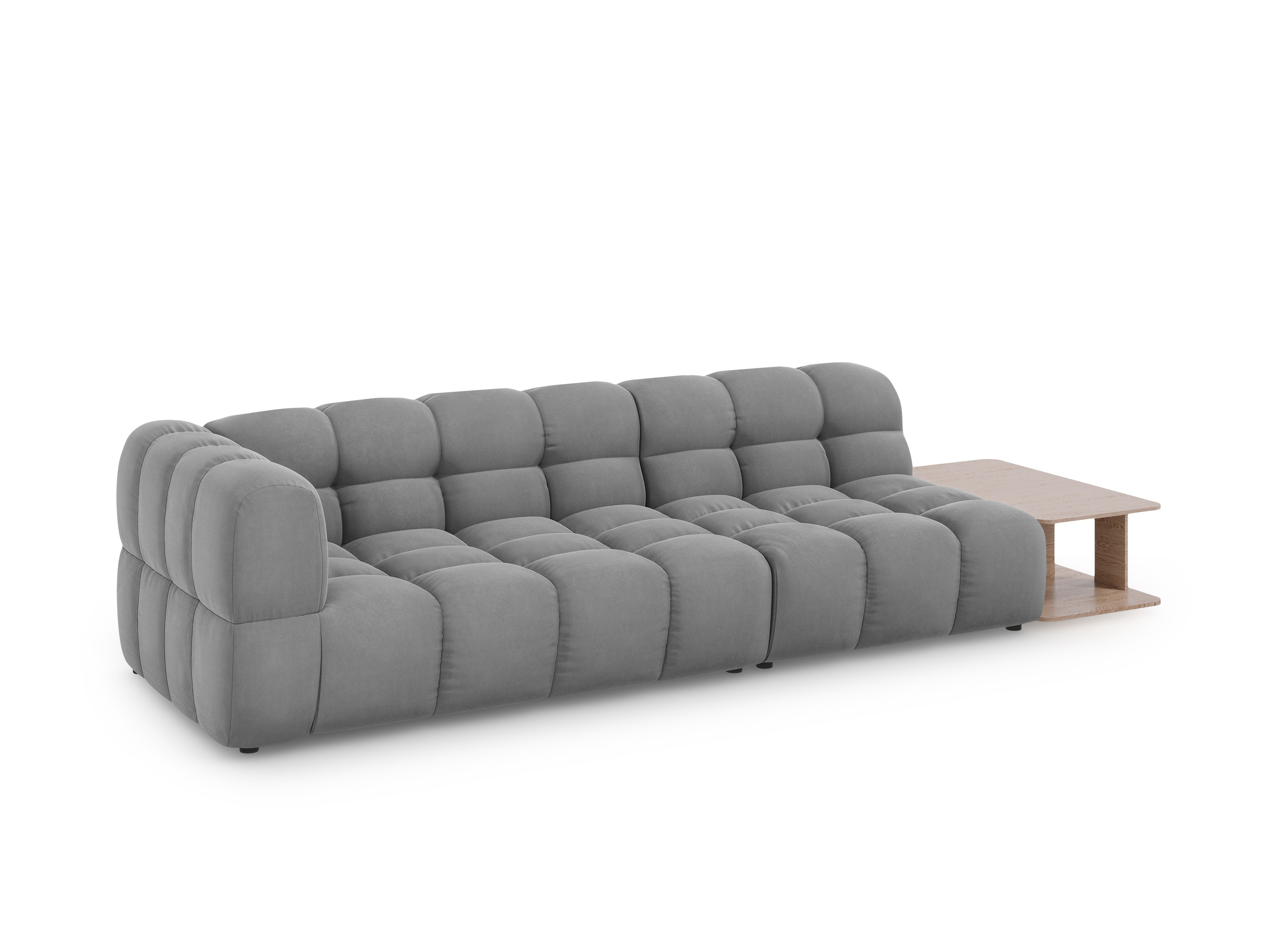 Sofa aksamitna prawostronna 4-osobowa otwarta ze stolikiem SKY jasnoszary Cosmopolitan Design    Eye on Design