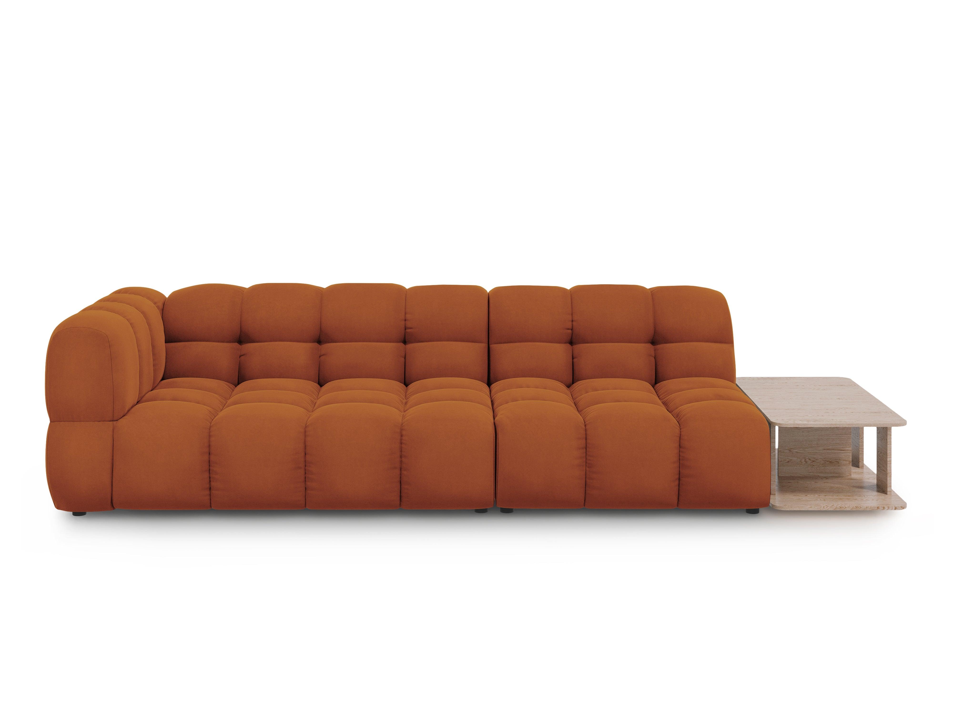 Sofa aksamitna prawostronna 4-osobowa otwarta ze stolikiem SKY terracotta Cosmopolitan Design    Eye on Design