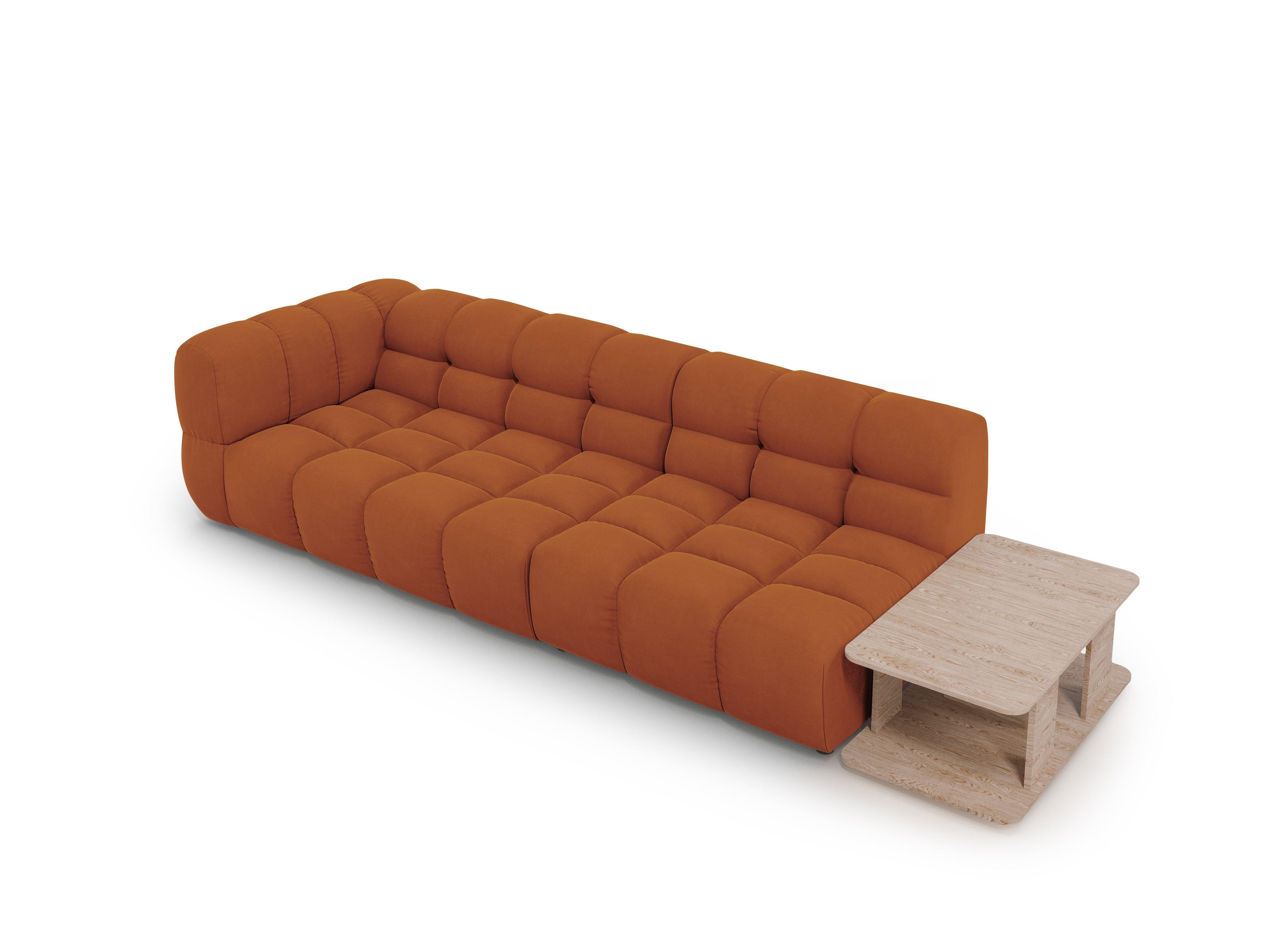 Sofa aksamitna prawostronna 4-osobowa otwarta ze stolikiem SKY terracotta Cosmopolitan Design    Eye on Design