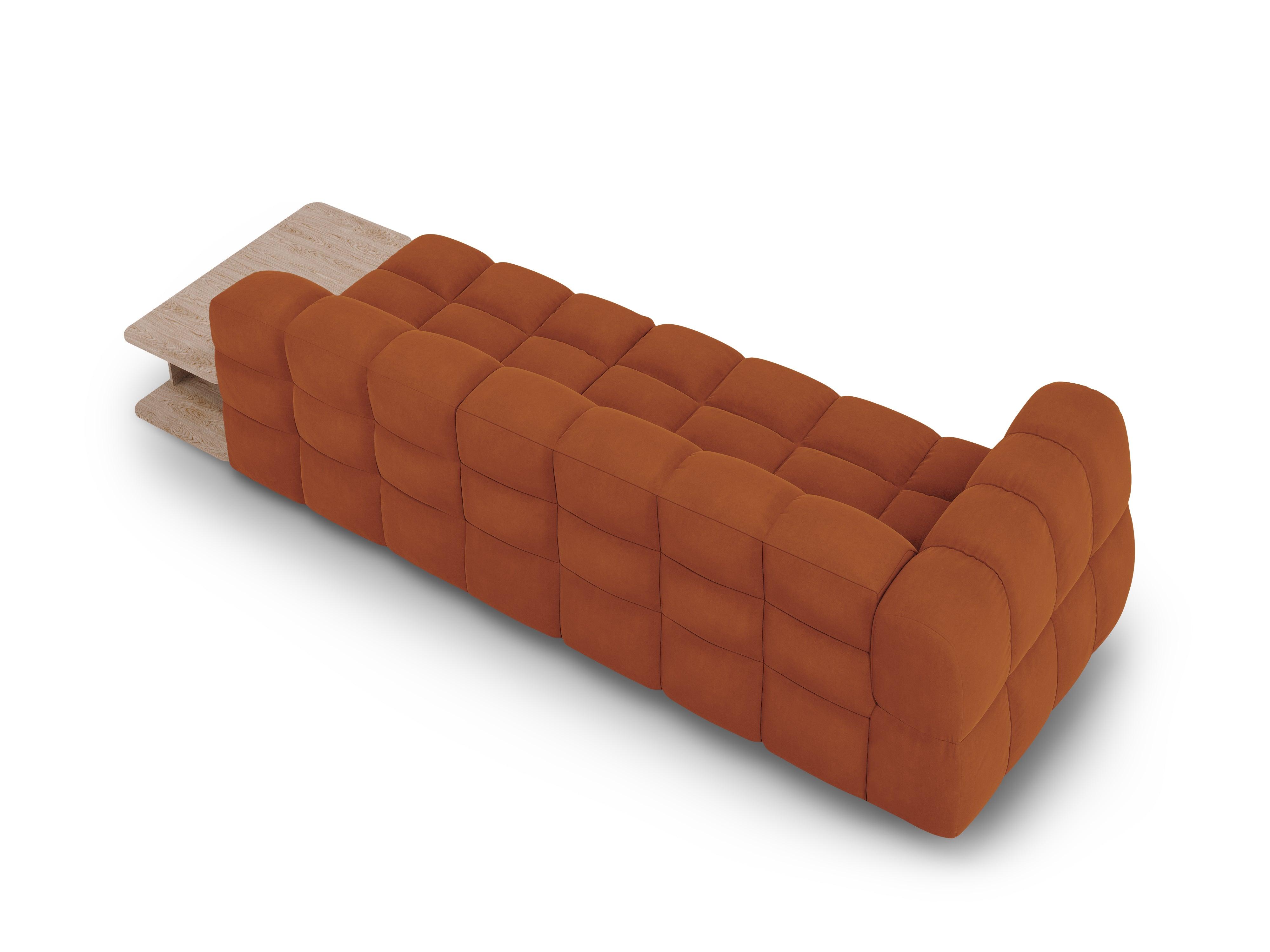 Sofa aksamitna prawostronna 4-osobowa otwarta ze stolikiem SKY terracotta Cosmopolitan Design    Eye on Design