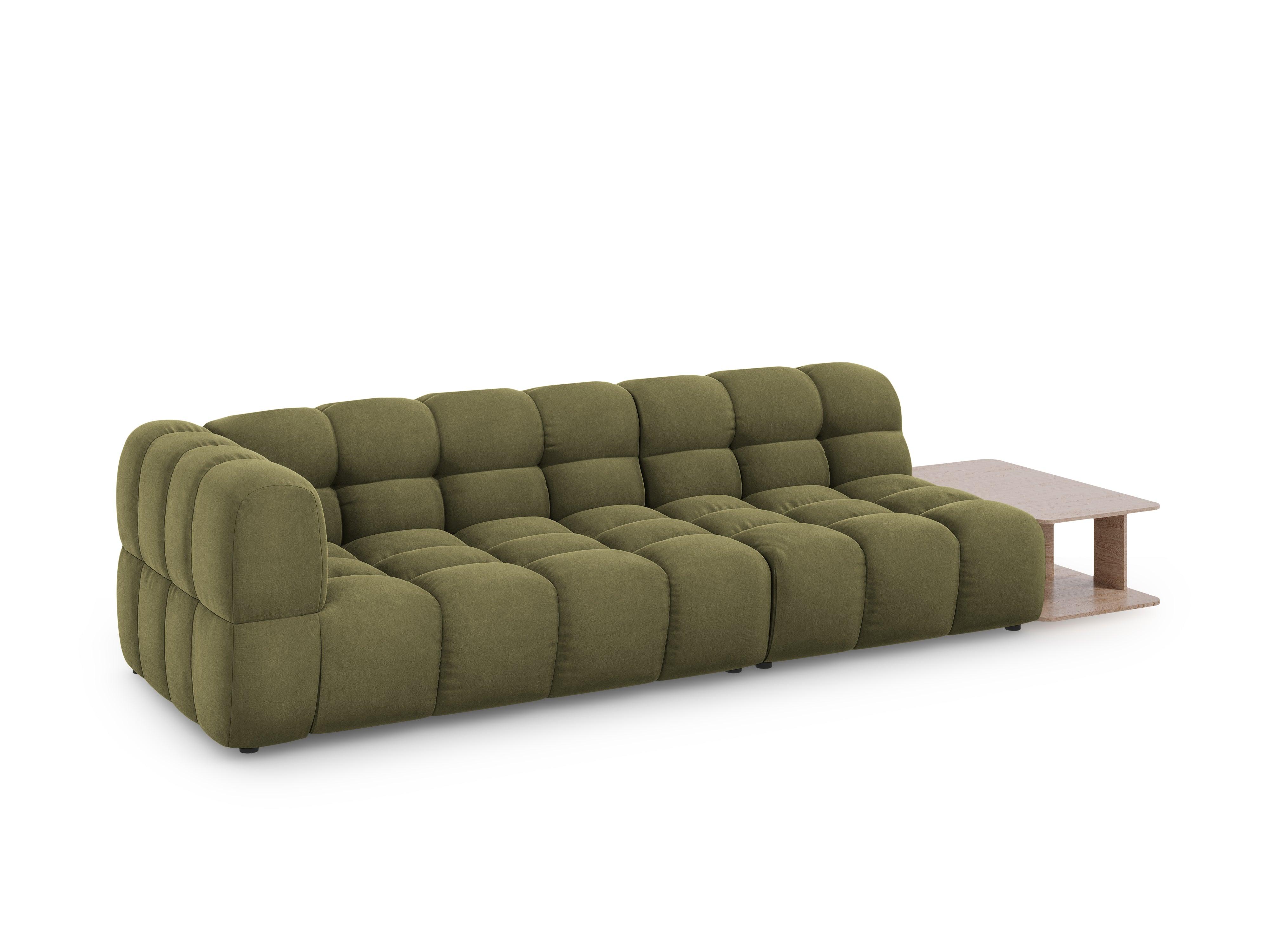 Sofa aksamitna prawostronna 4-osobowa otwarta ze stolikiem SKY jasnozielony Cosmopolitan Design    Eye on Design