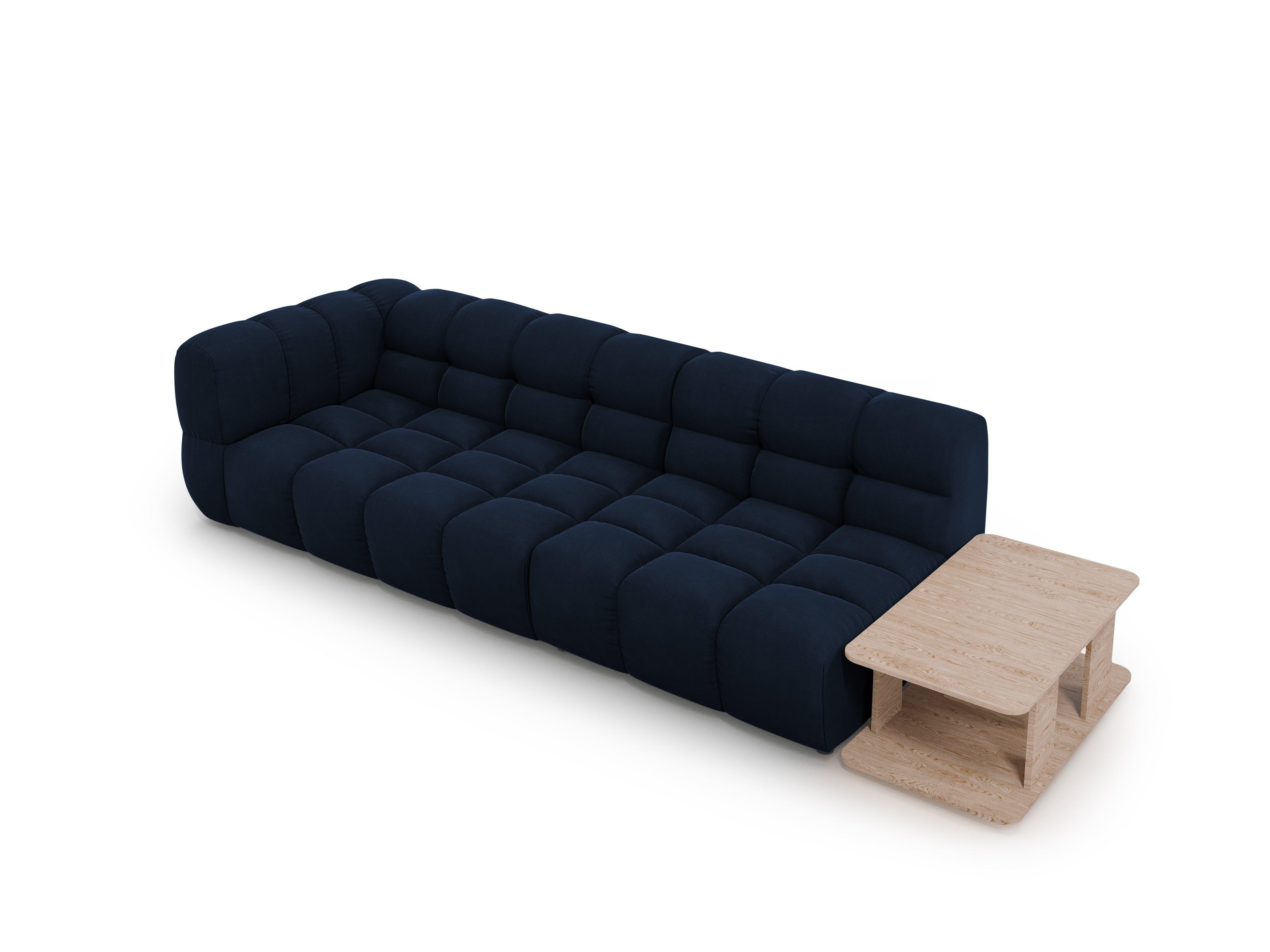 Sofa aksamitna prawostronna 4-osobowa otwarta ze stolikiem SKY granat królewski Cosmopolitan Design    Eye on Design