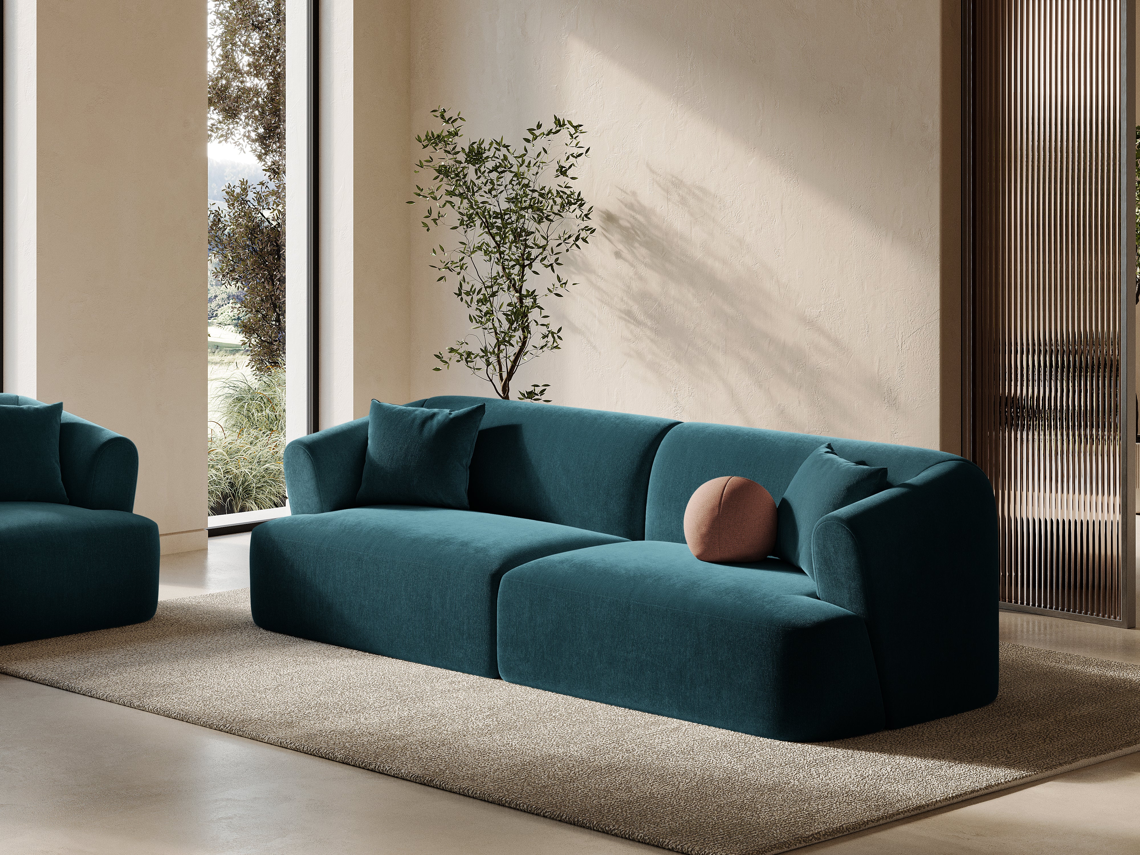 Velvet sofa for 4 people CAMPI petrol