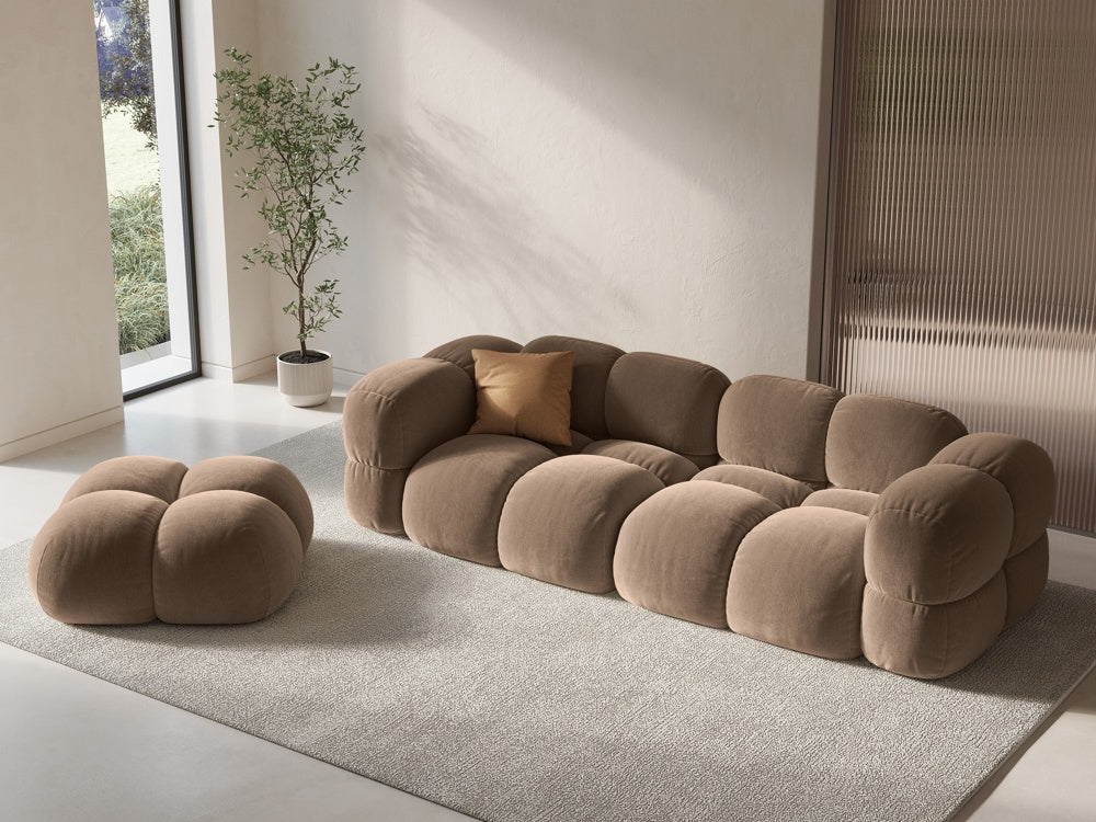 4-seater velvet sofa LORETTO dark beige