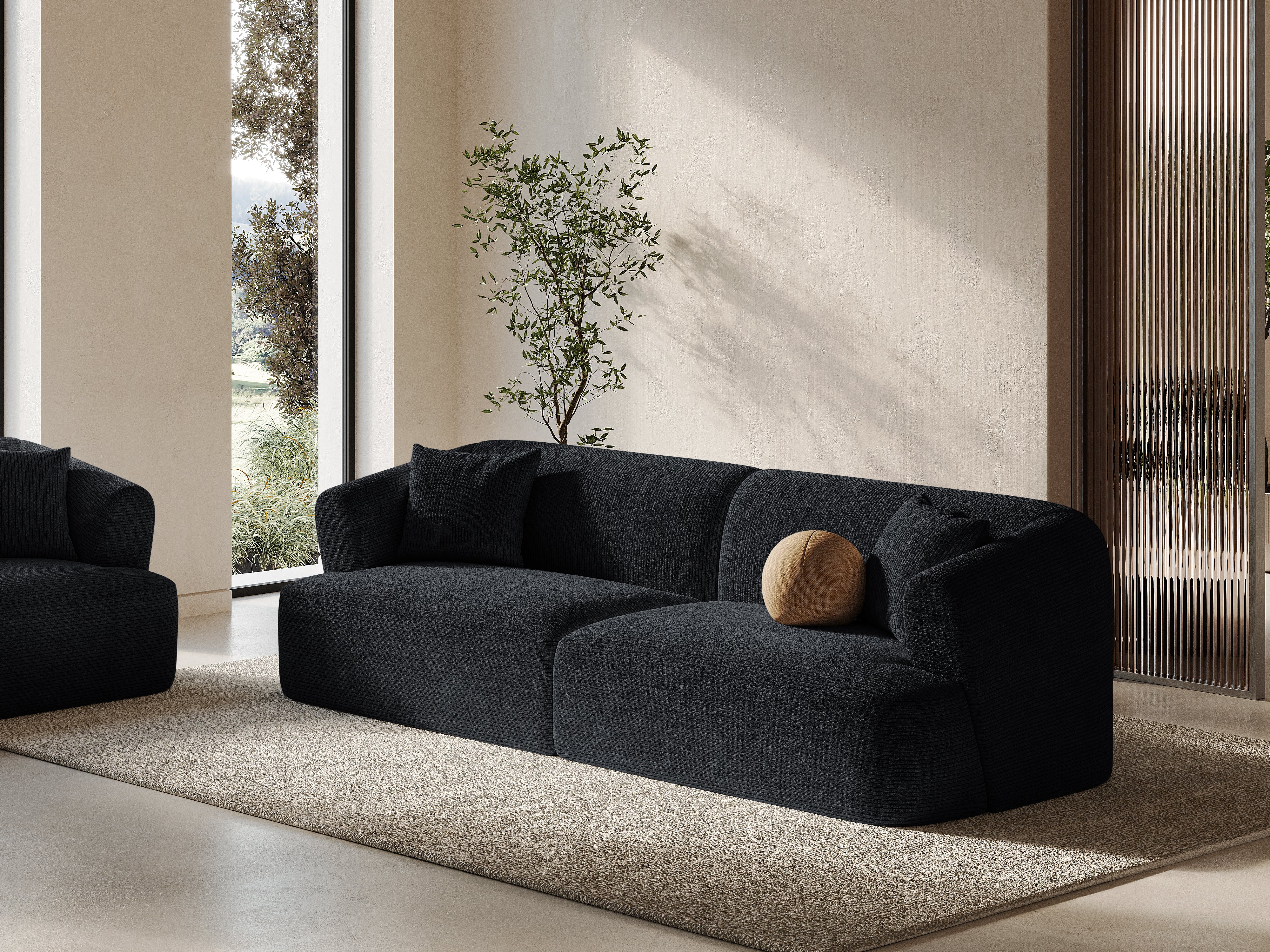 4-seater Sofa CAMPI black corduroy