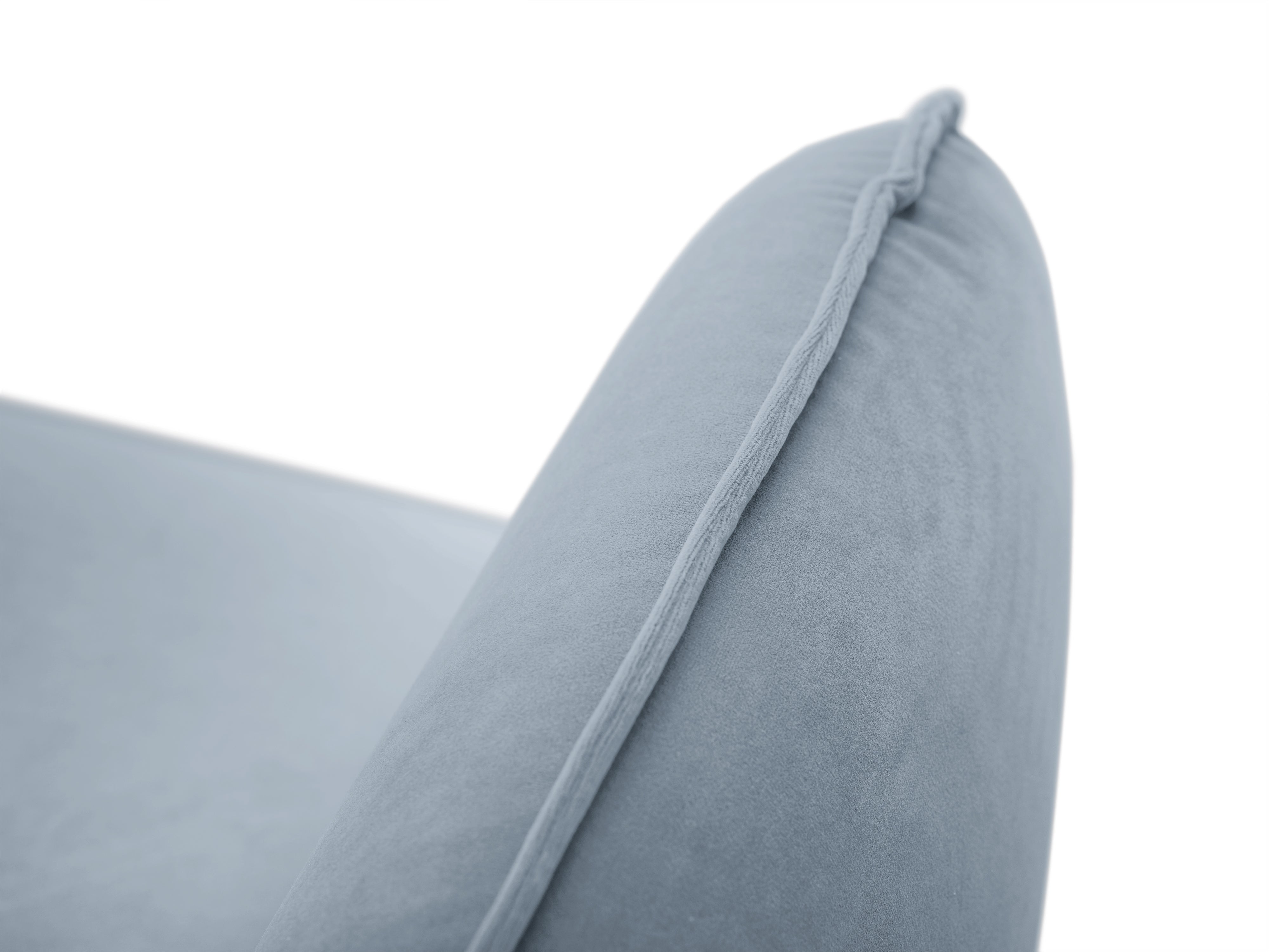 Velvet sofa for 4 people VIENNA light blue with a gold base