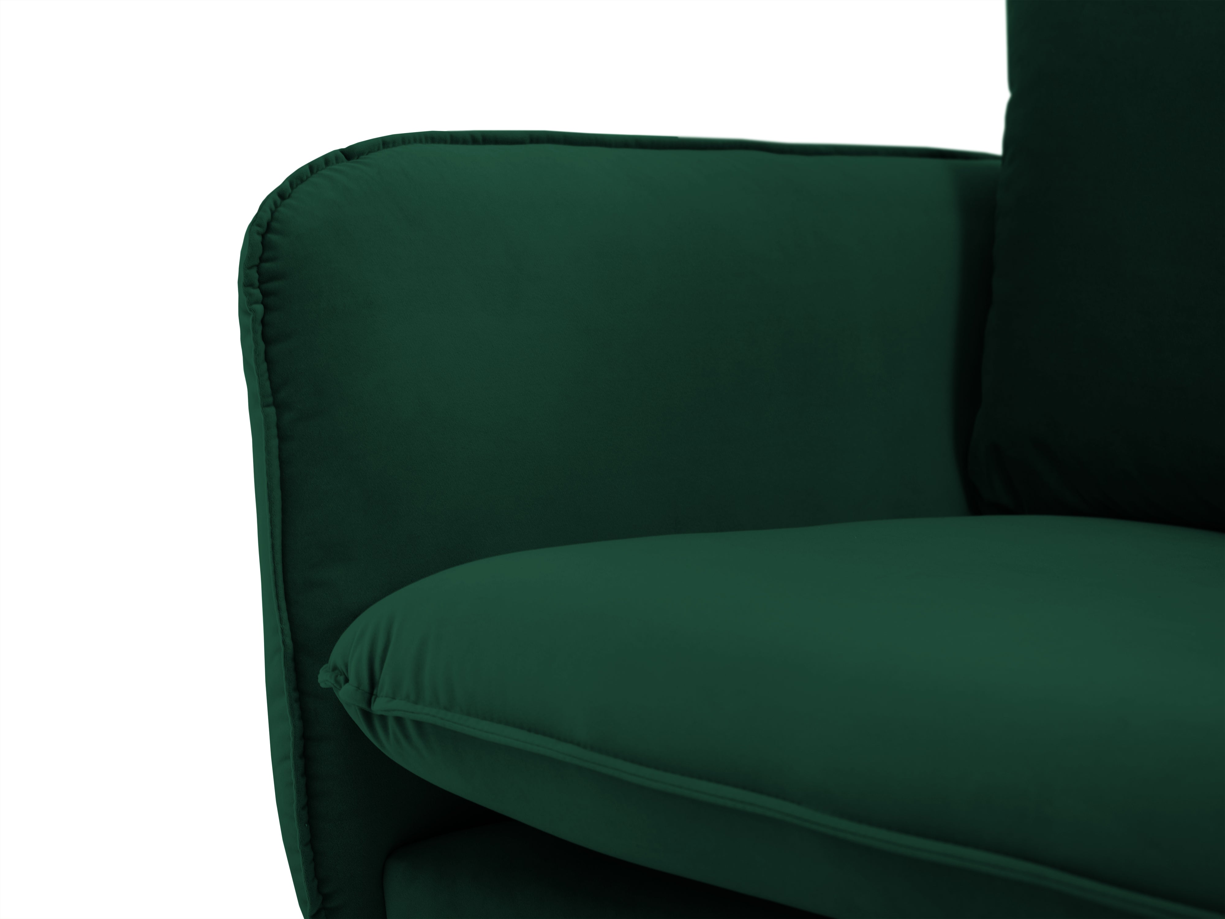 Velvet sofa for 4 people VIENNA bottle green with a gold base