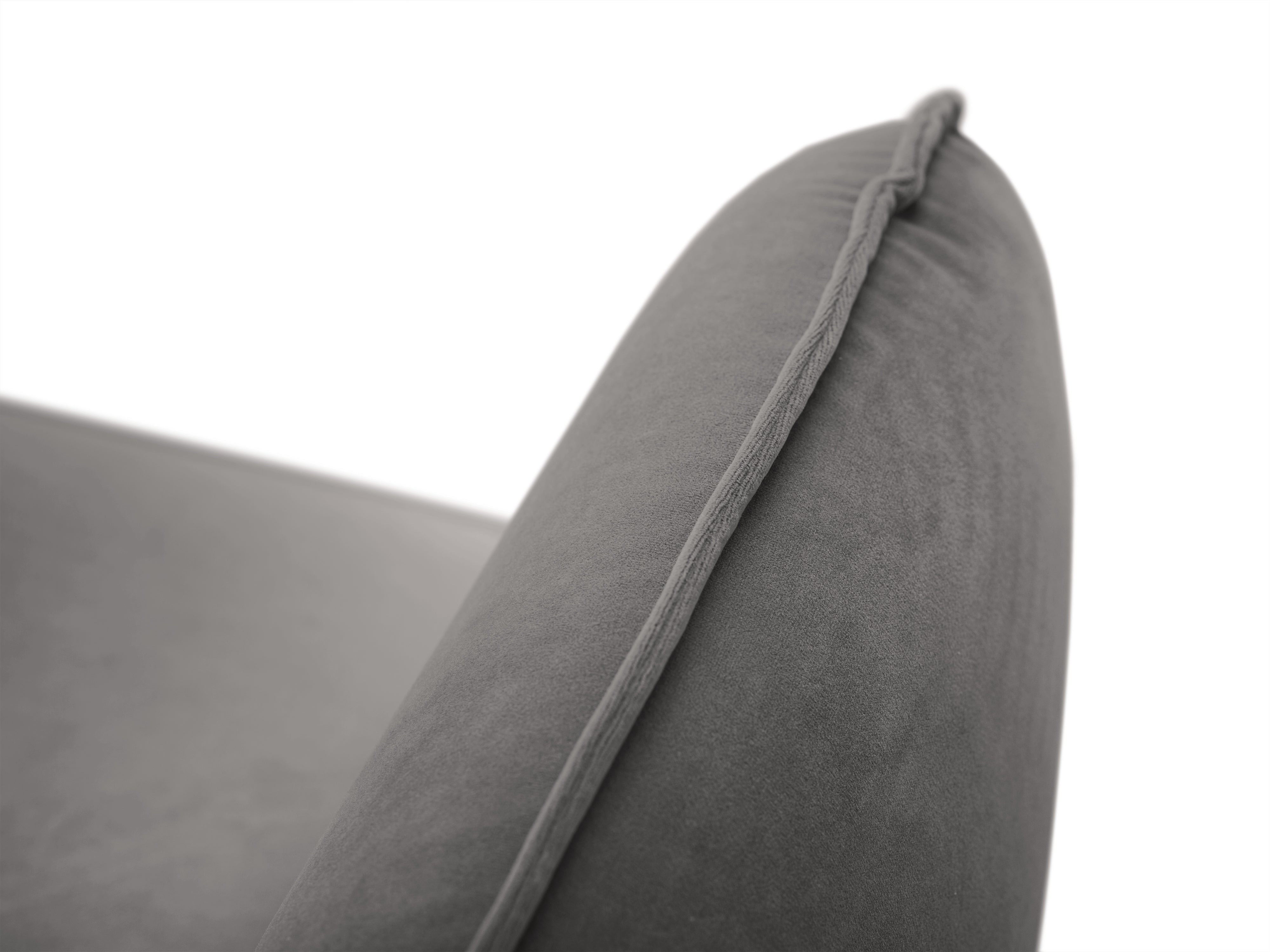 Velvet sofa for 4 people VIENNA light gray with a gold base