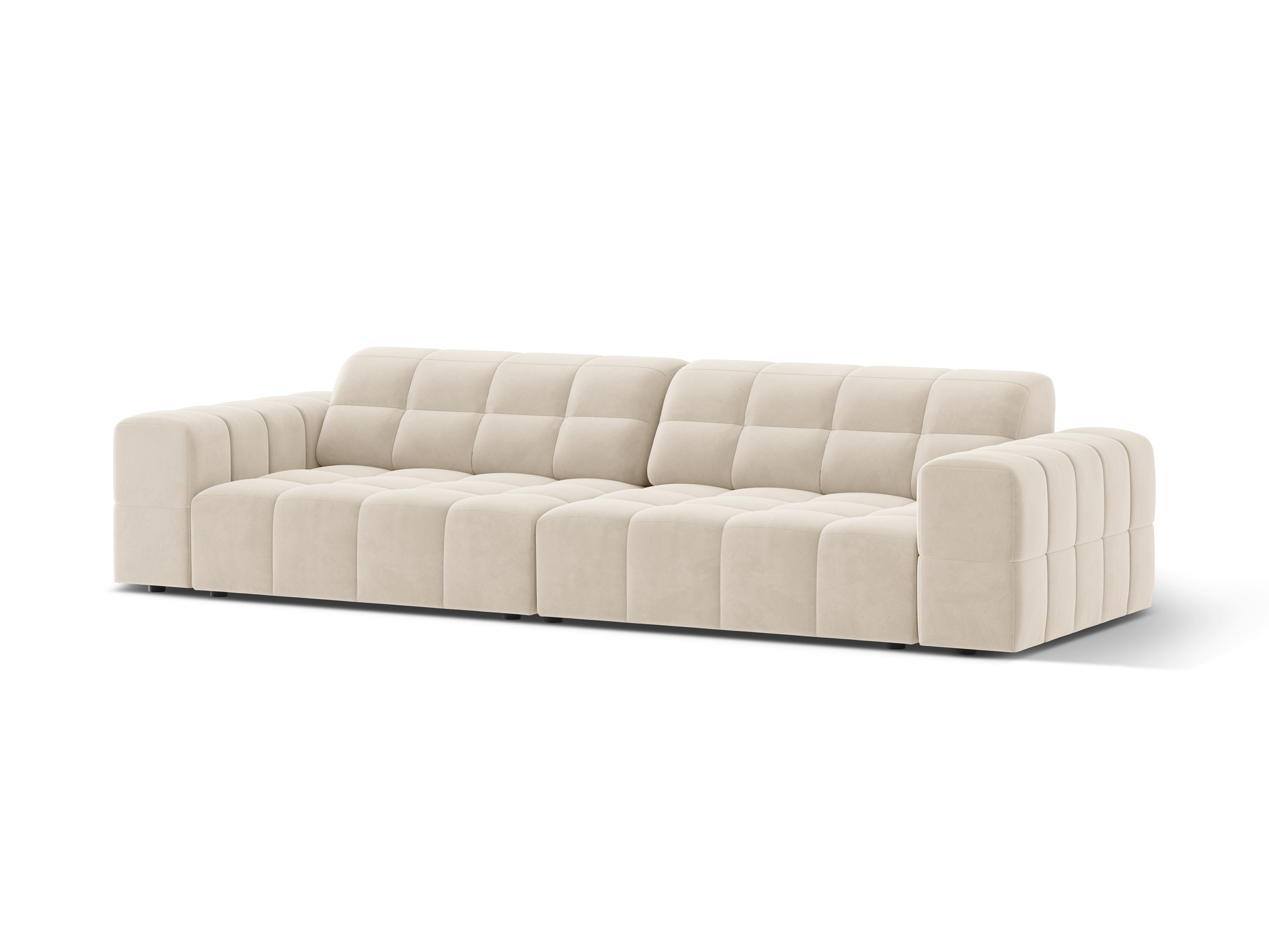 Velvet sofa 4-person light beige chicago