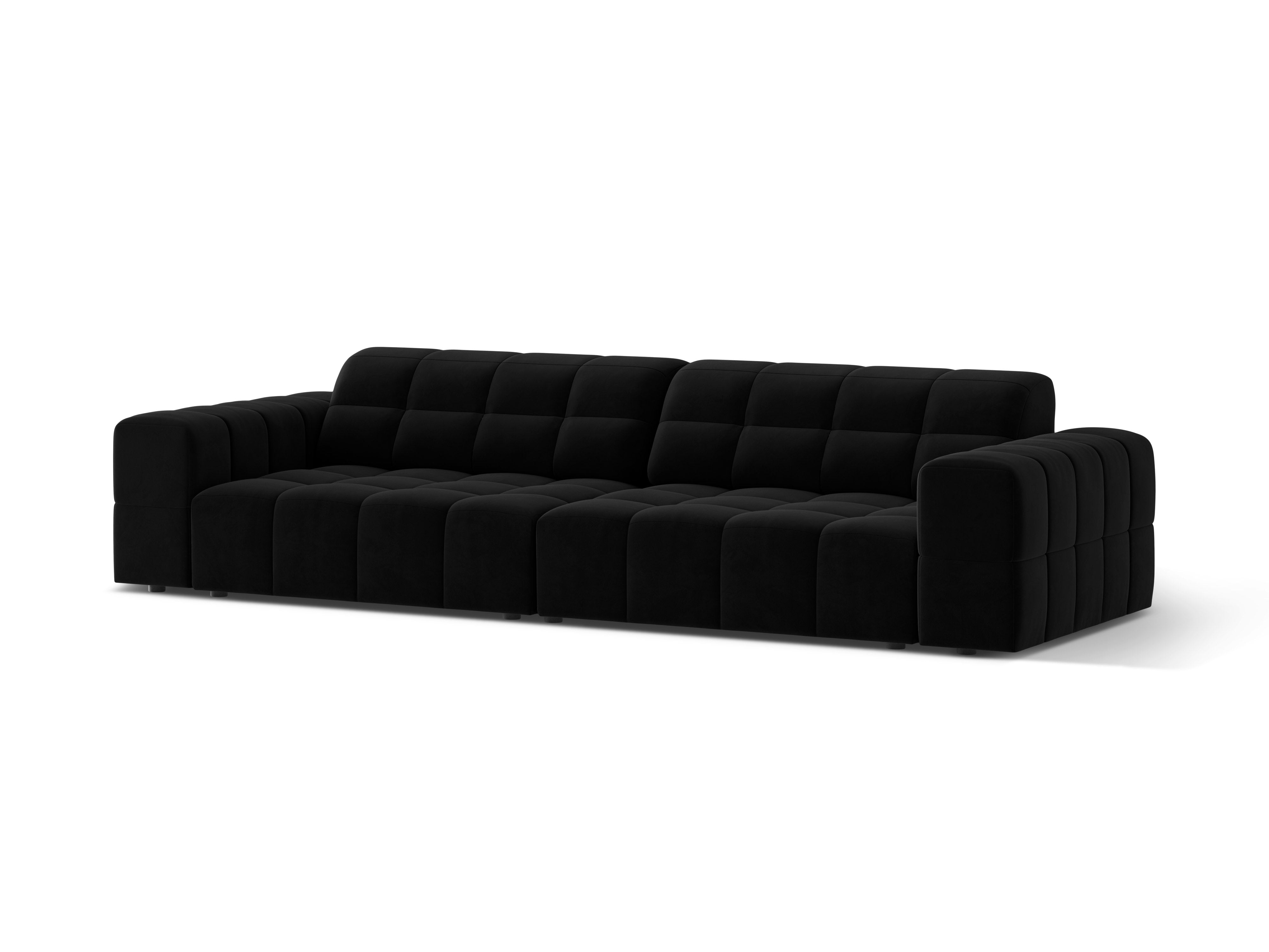 Black 4-seater velvet sofa