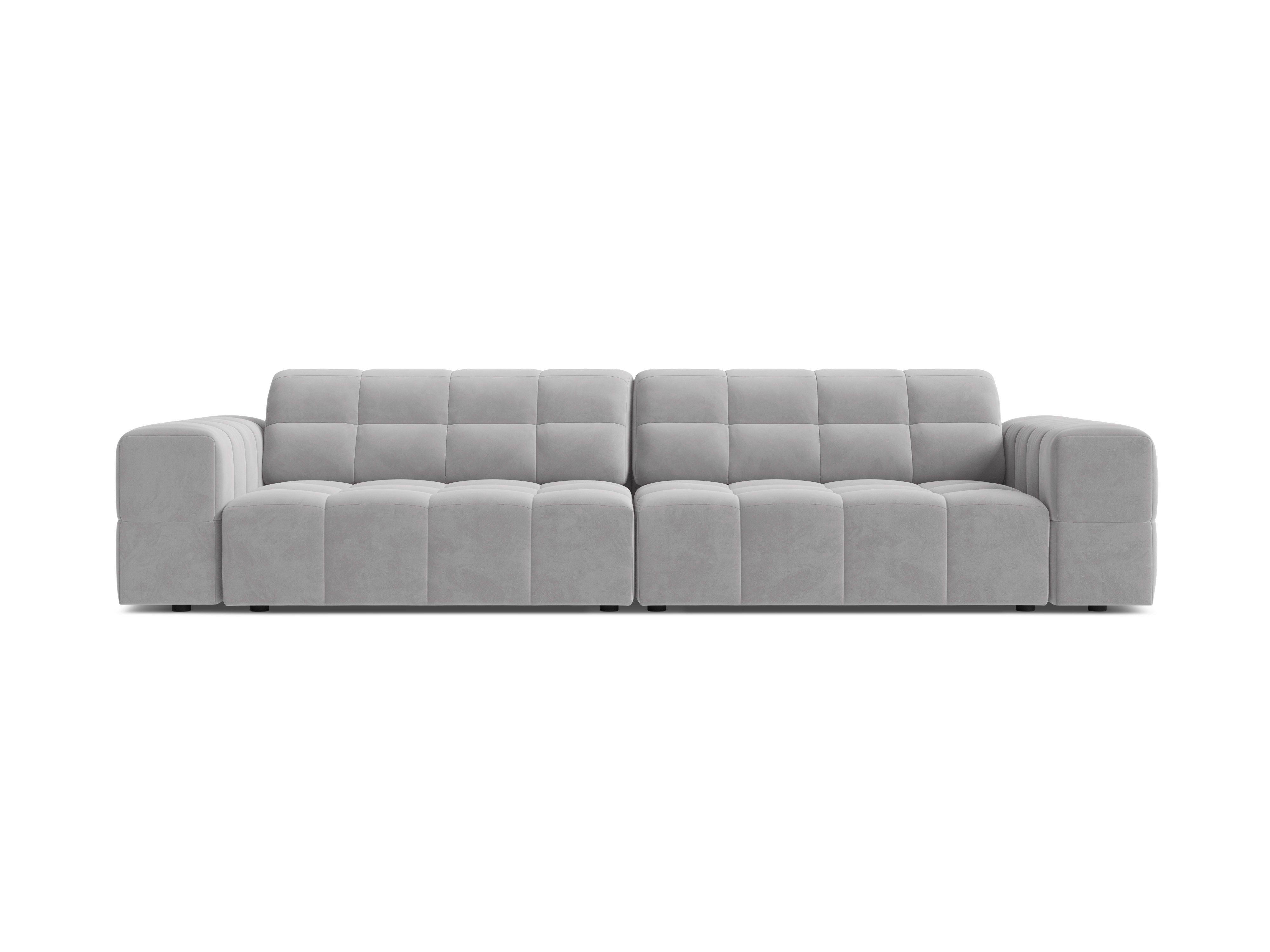 Velvet sofa 4-person Chicago light gray