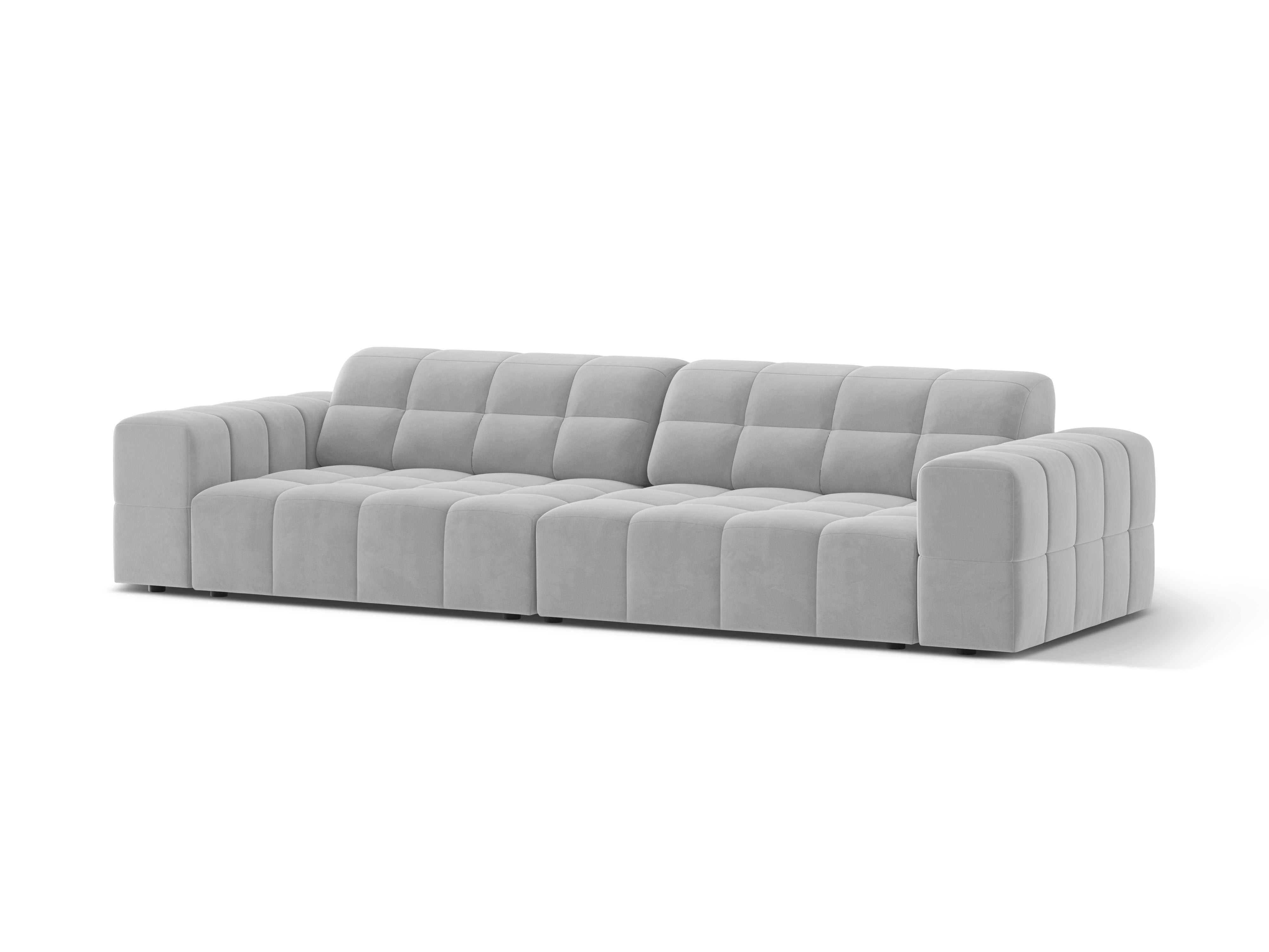 Velvet sofa 4-person Chicago light gray