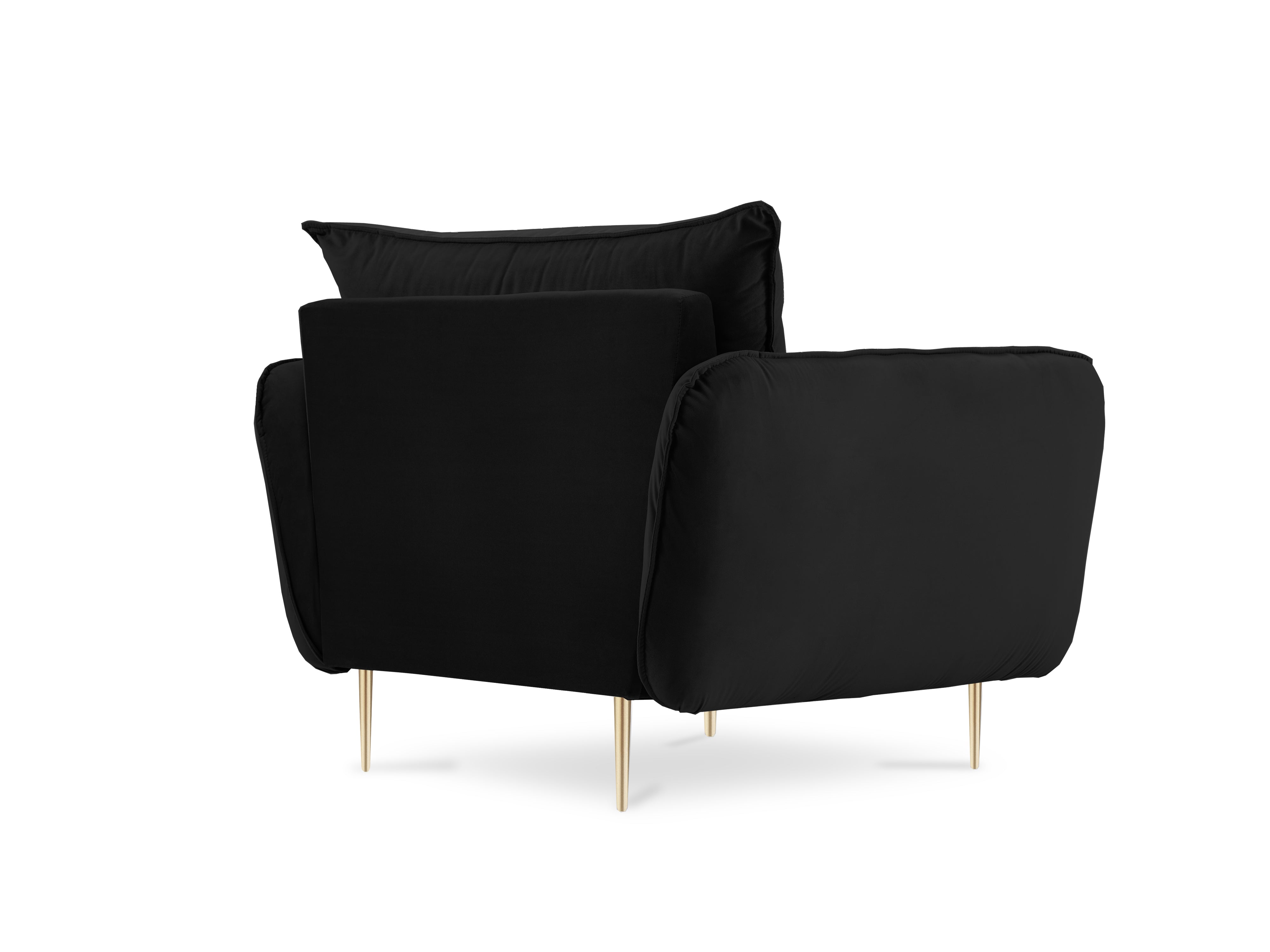 Velvet armchair VIENNA black with a gold base