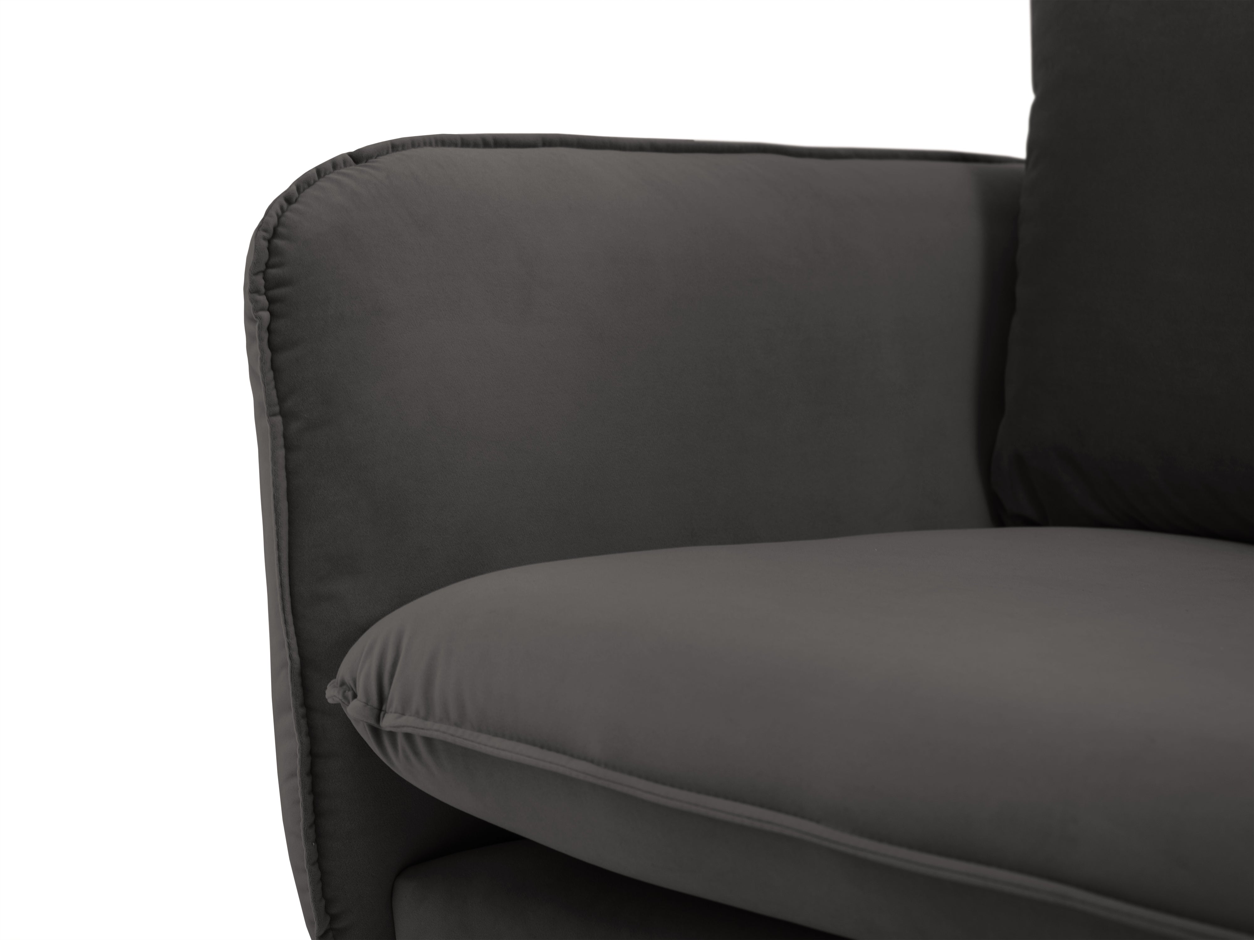 VIENNA Dark Gray Velvet 6-Seater Panoramic Sofa with Black Base