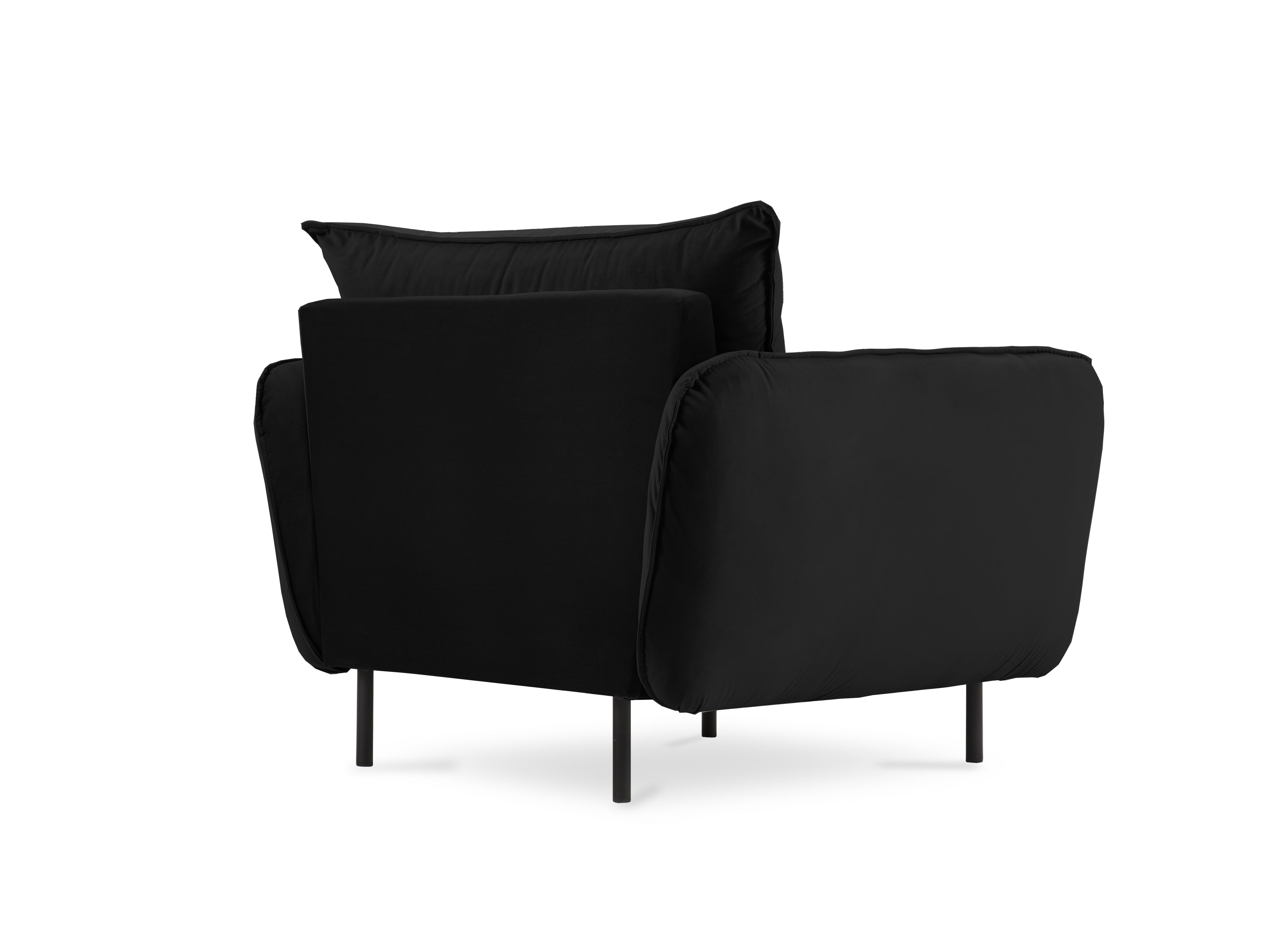Velvet armchair VIENNA black with black base