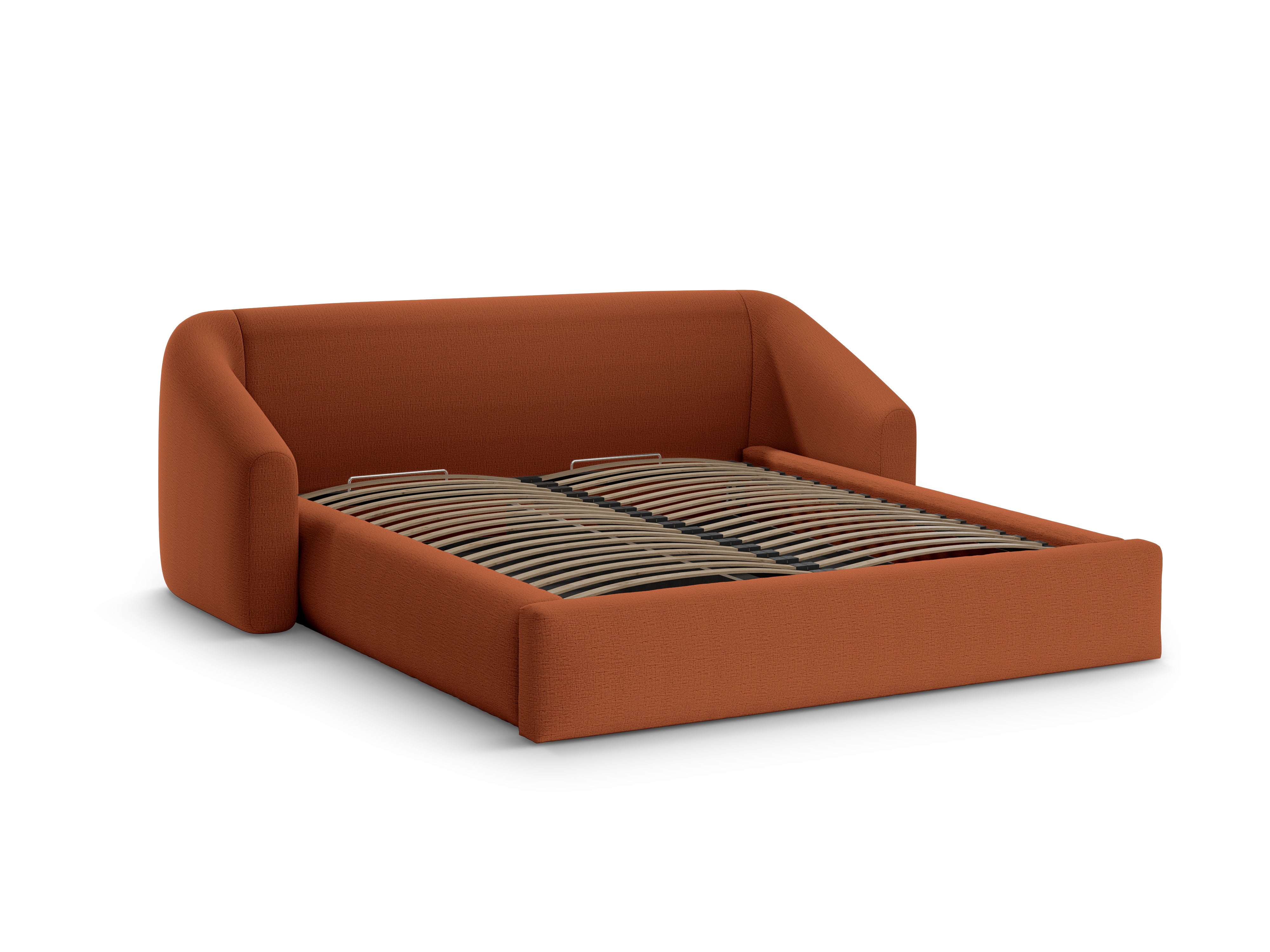 Bett CAMPI ziegelrotes Chenille