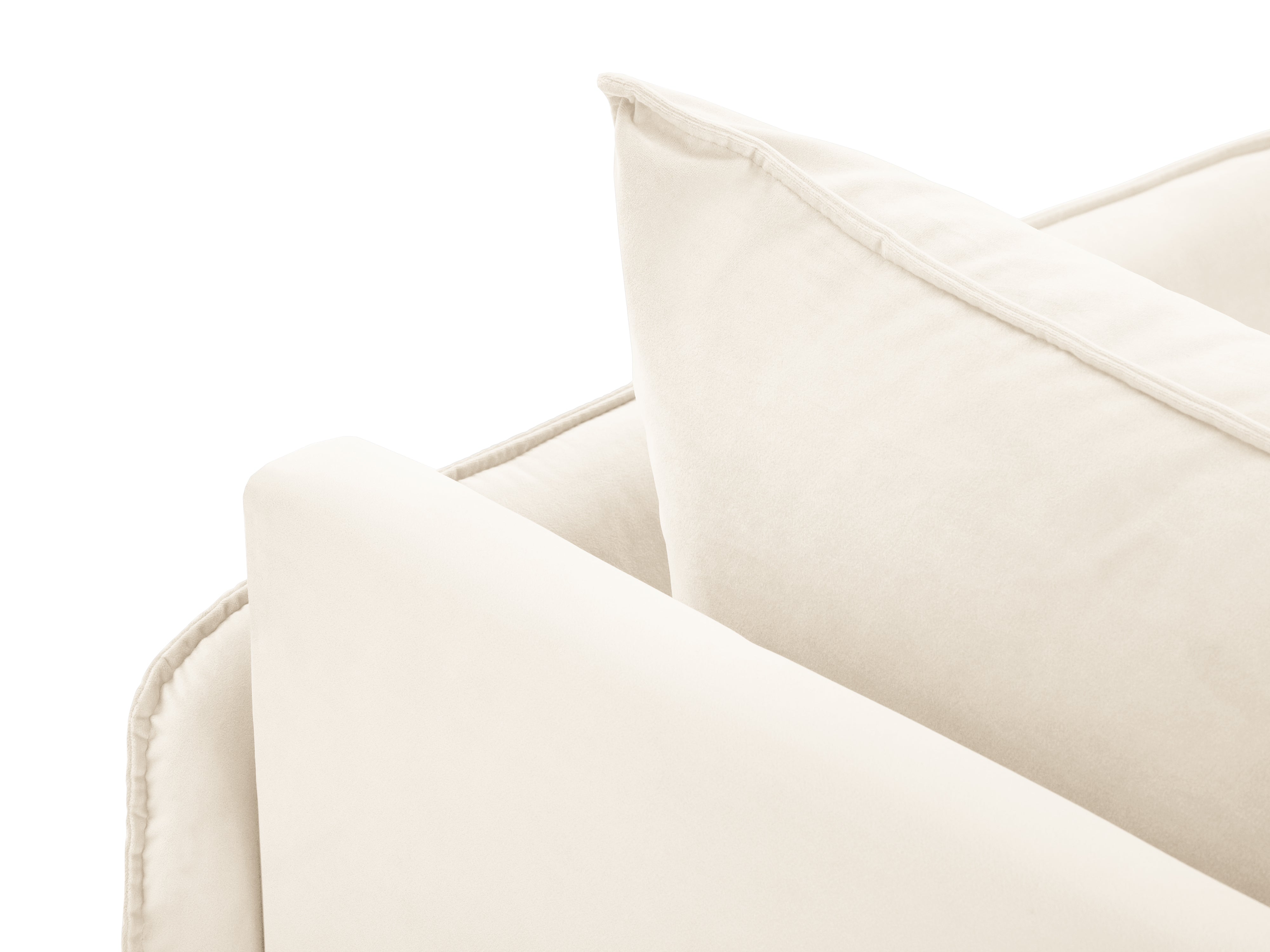 Right-facing velvet chaise longue VIENNA in beige with a gold base