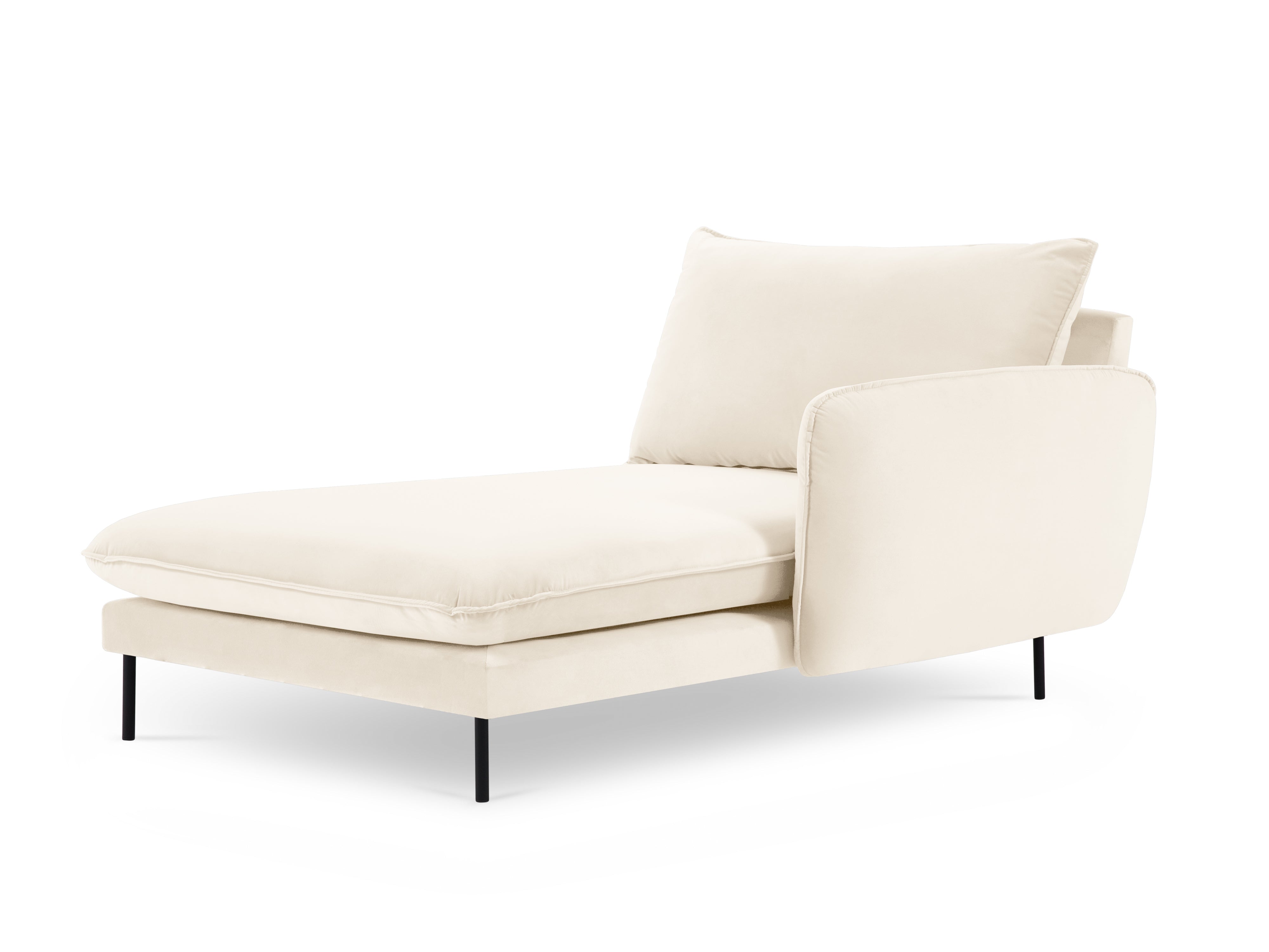Beige Velvet Right-Hand Chaise Longue VIENNA with Black Base