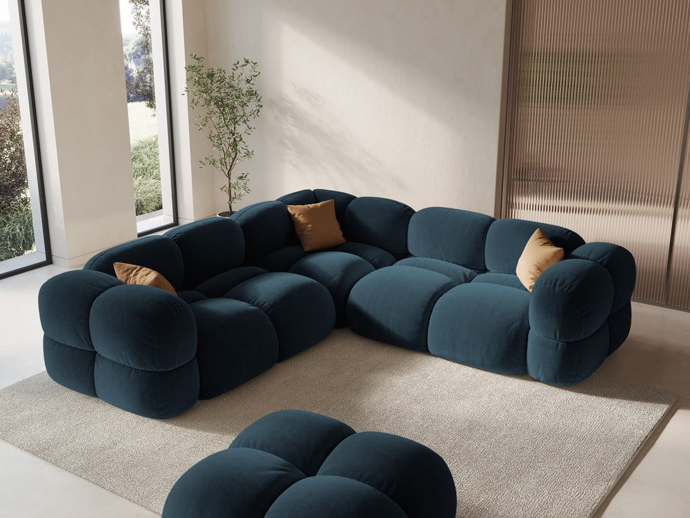 Symmetrical Velvet Corner Sofa LORETTO Petrol