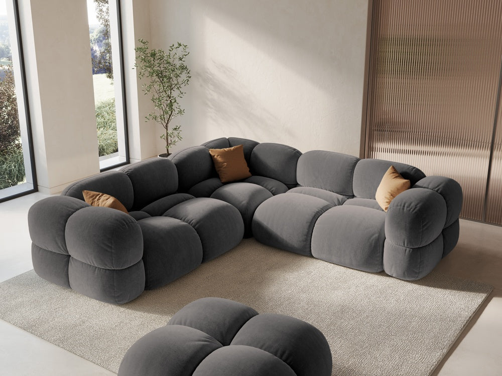 Symmetrical Velvet Corner Sofa LORETTO Gray