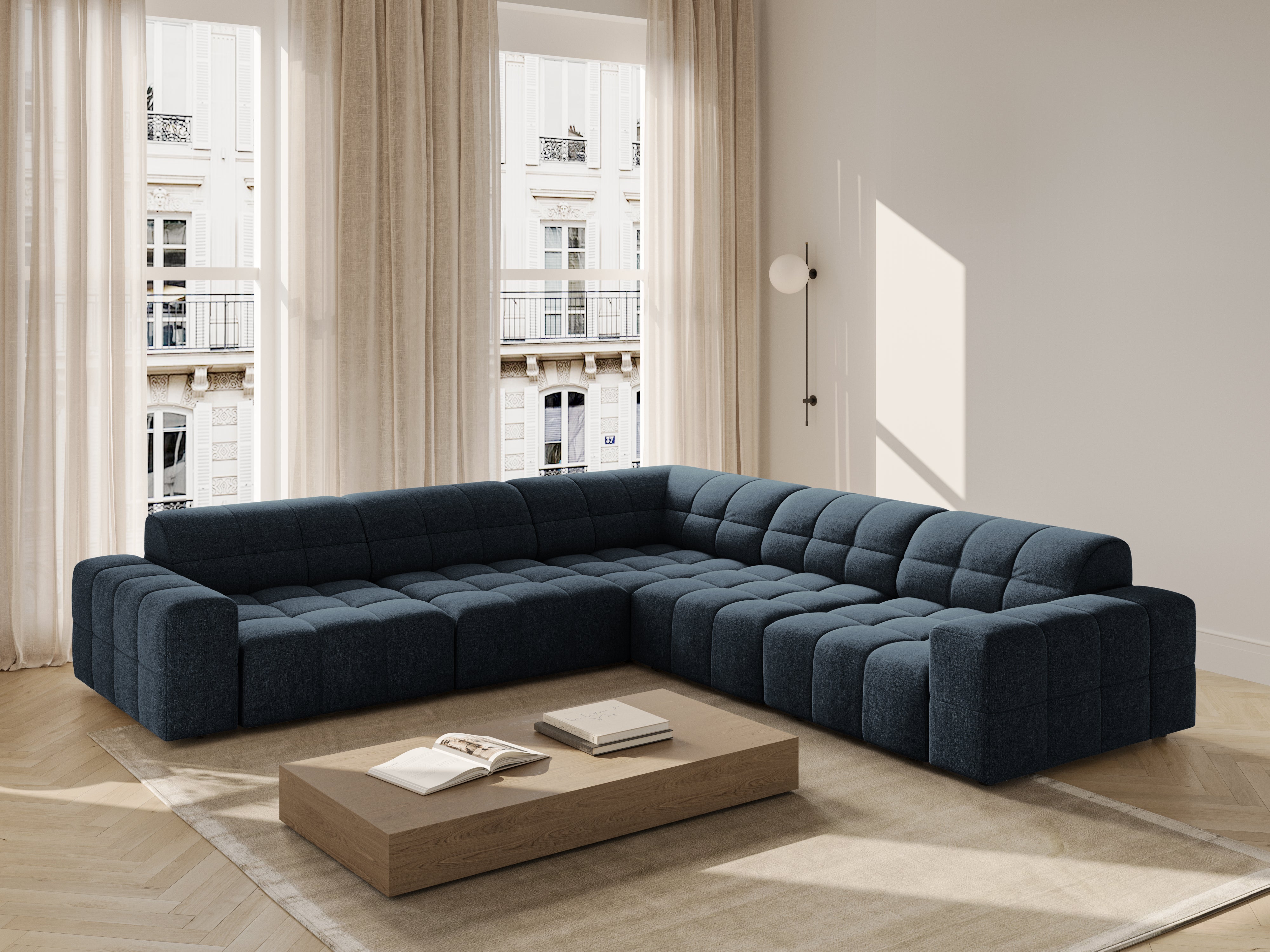 Symmetrical Corner Sofa CHICAGO Blue Chenille