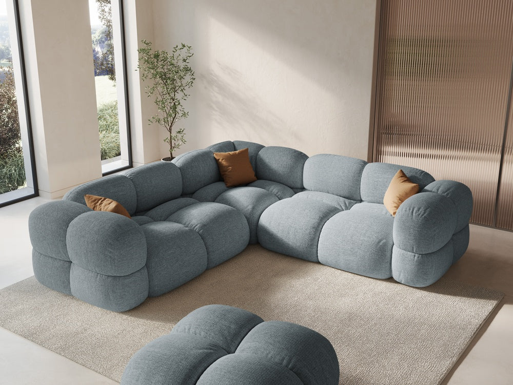 Symmetrische Eckcouch LORETTO pastellblau