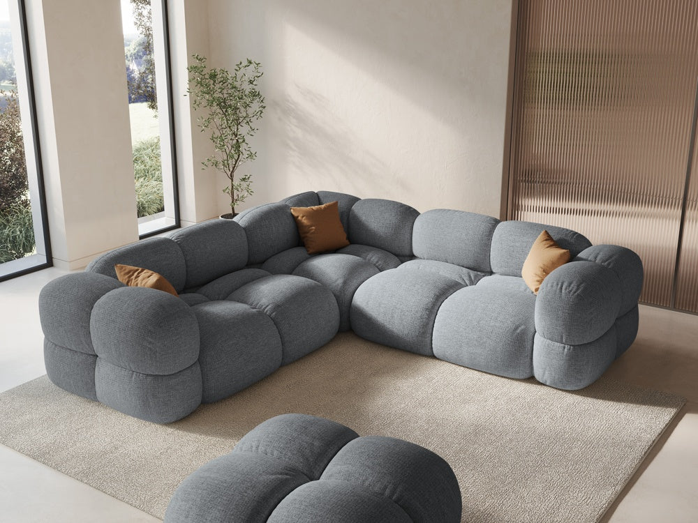 Symmetrische Eckcouch LORETTO grau-blau