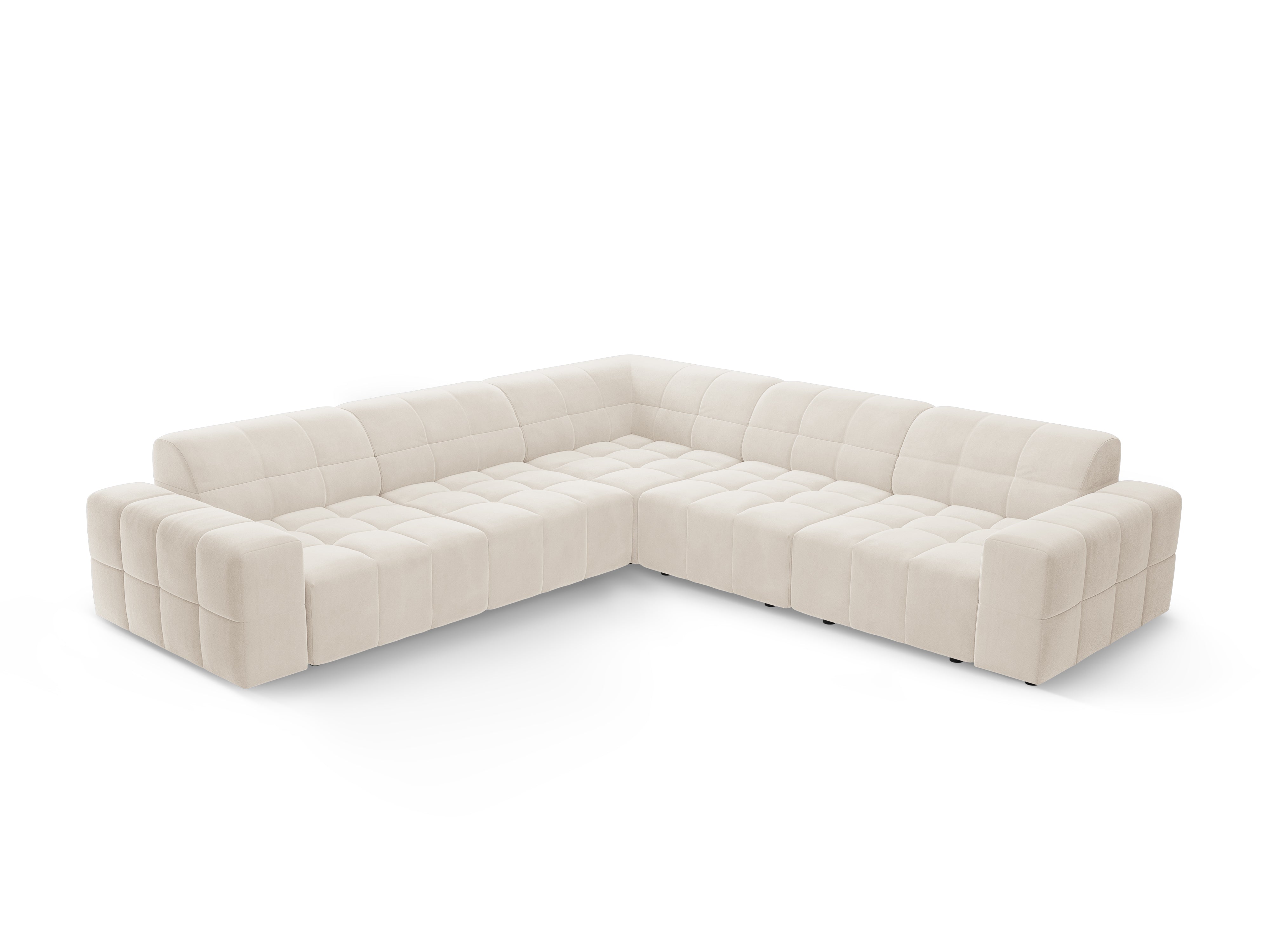 Symmetrical Velvet Corner Sofa CHICAGO Light Beige