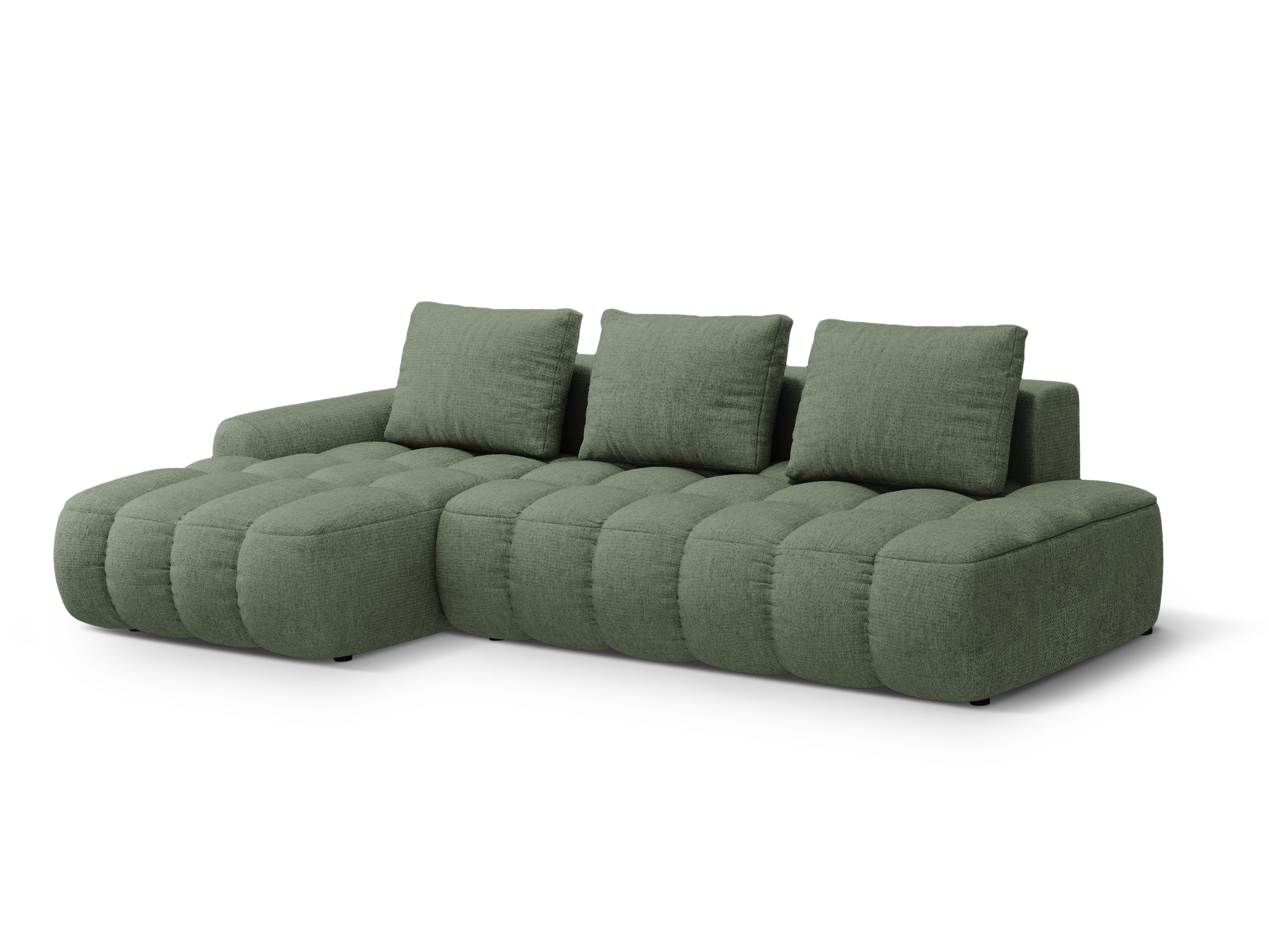 Left-sided corner sofa bed for 3 people LINZ olive