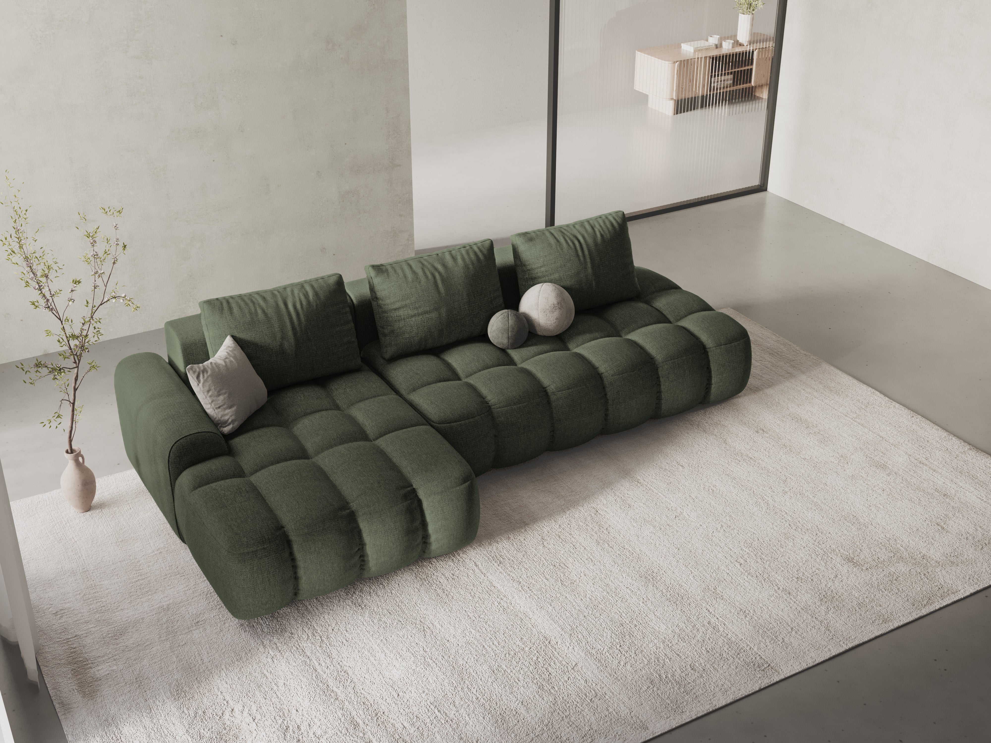 Left-sided corner sofa bed for 3 people LINZ olive