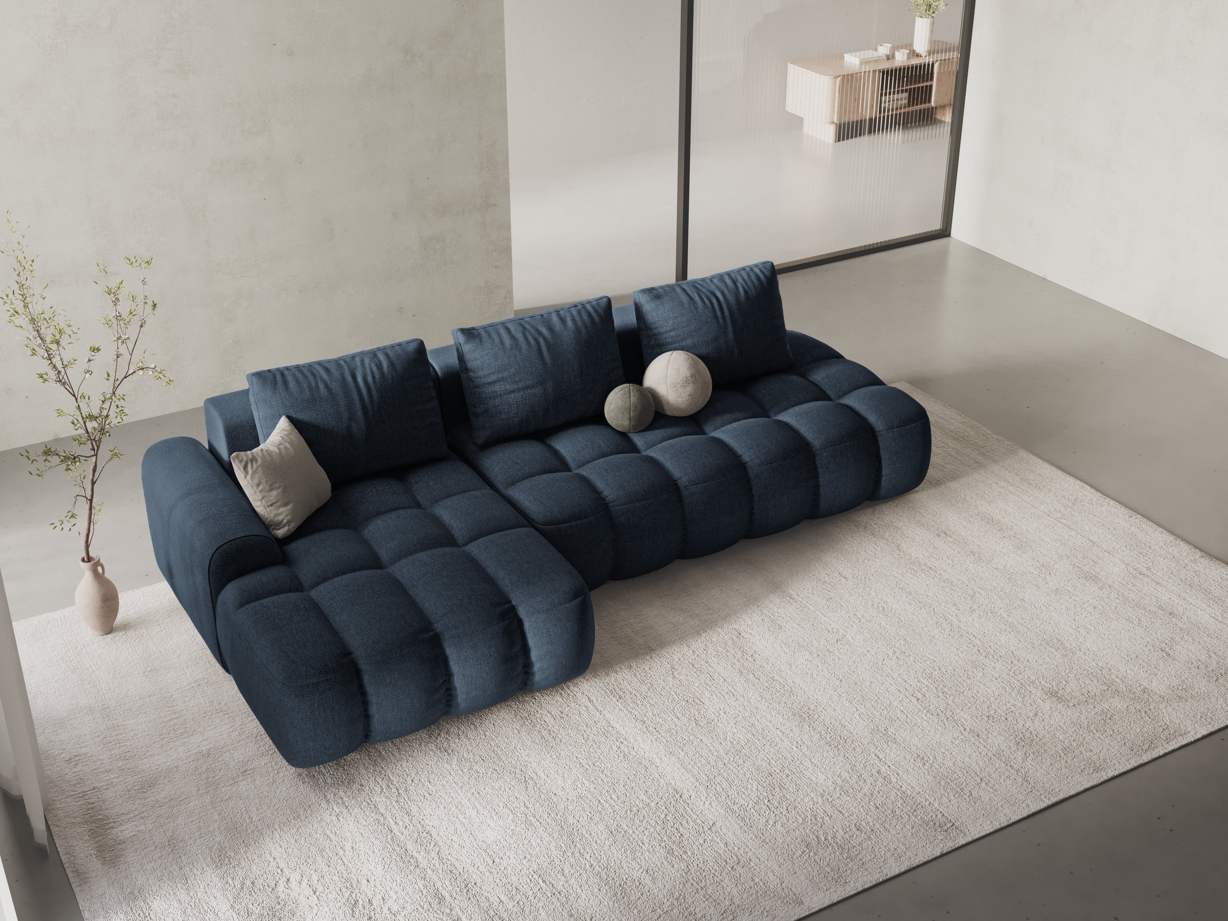 Linksseitige Schlafcouch für 3 Personen LINZ blau