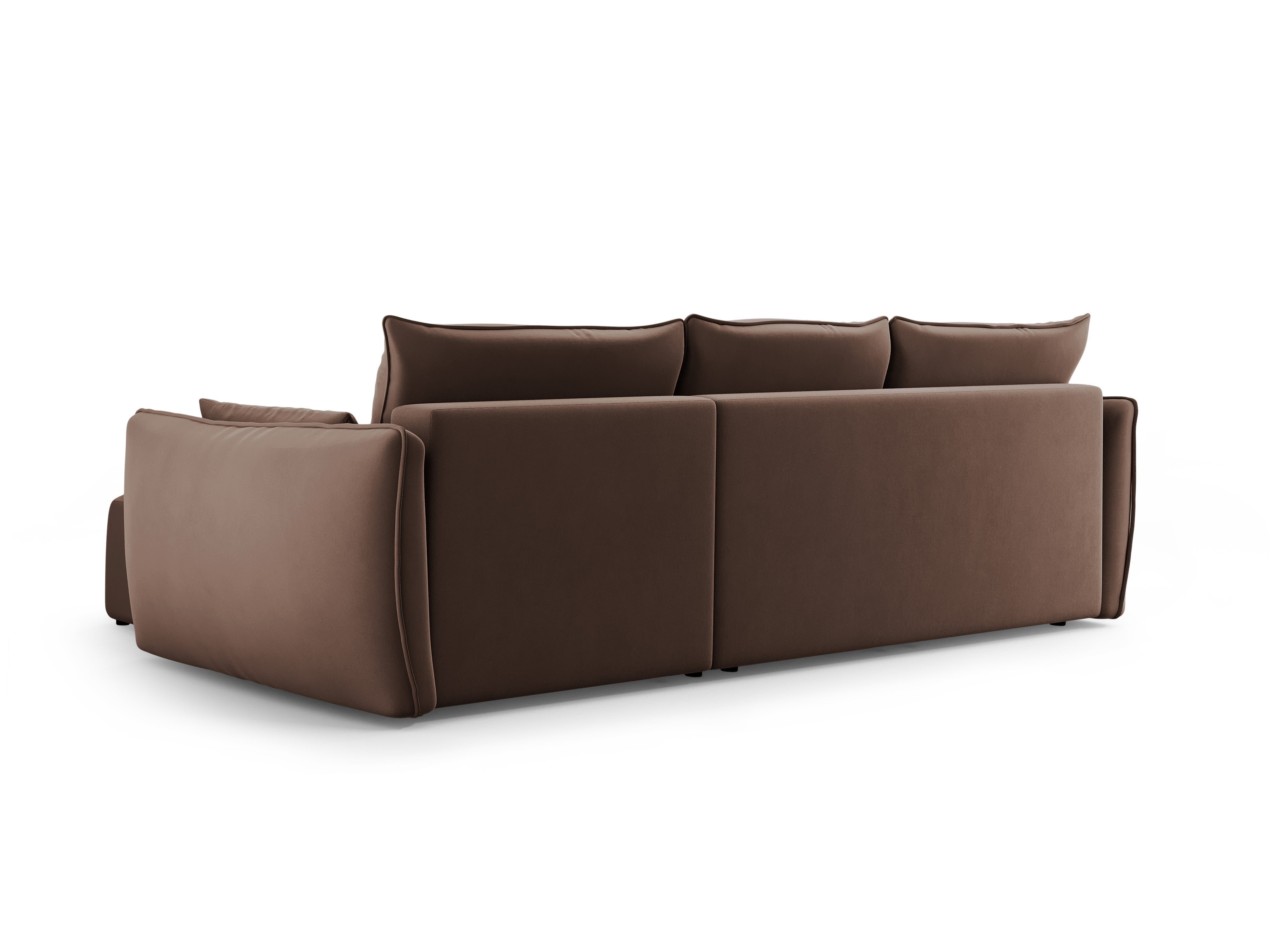 Left-facing velvet corner sofa with sleeping function MATERA chocolate