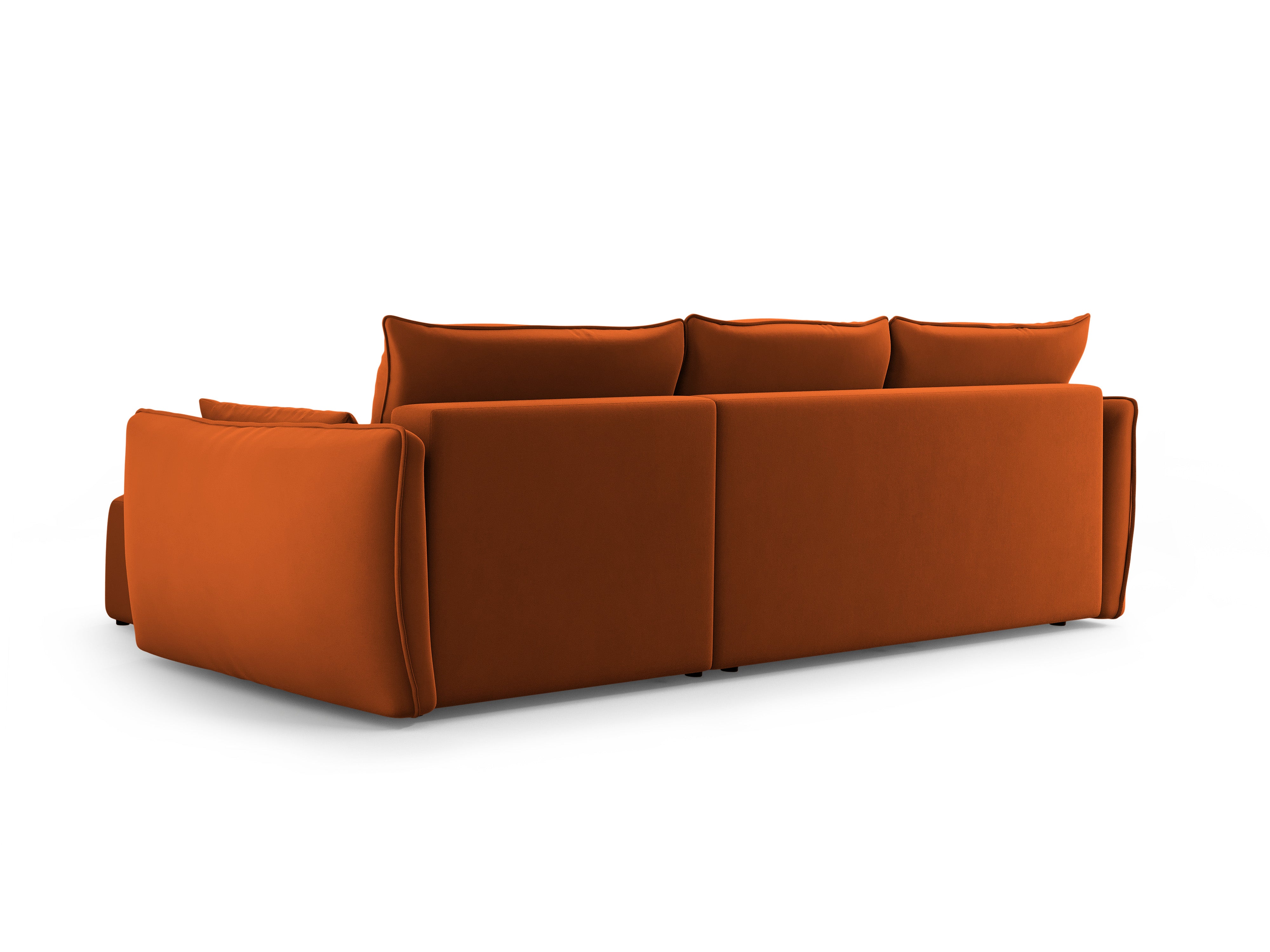 Left-facing velvet corner sofa with sleeping function MATERA brick