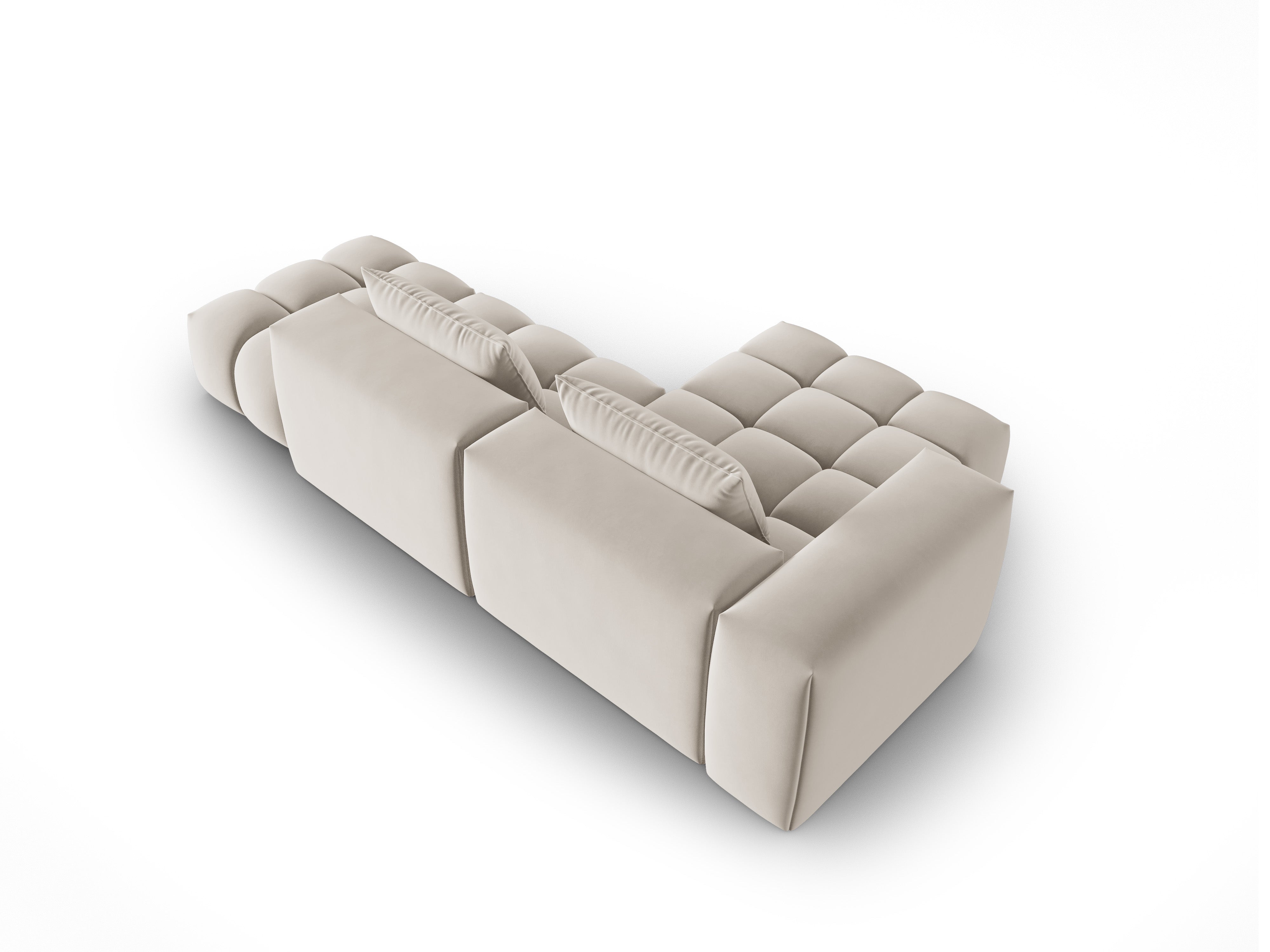 Open left-facing 4-seater velvet corner sofa VERONA ecru