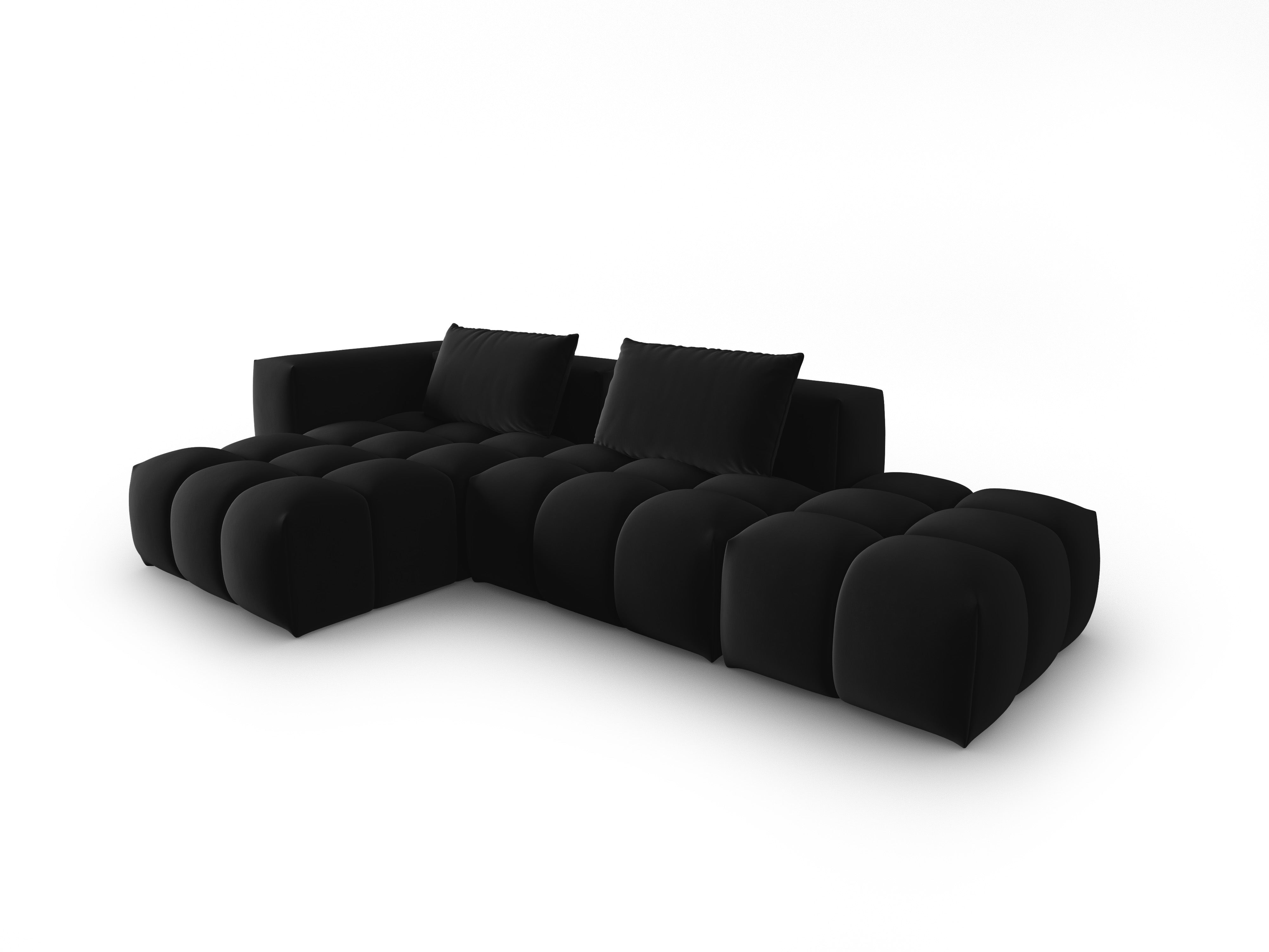 Open left-facing 4-seater velvet corner sofa VERONA black