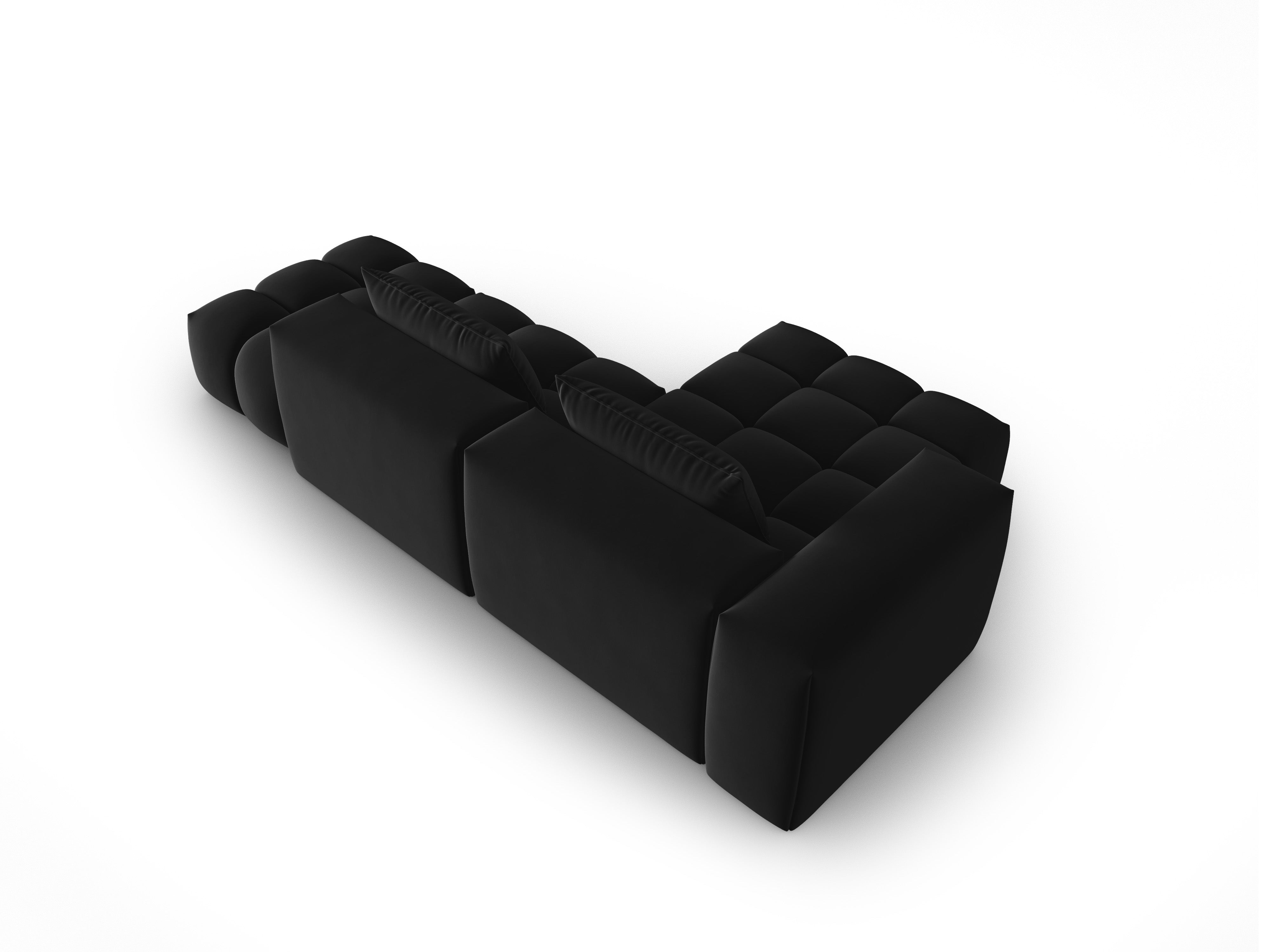 Open left-facing 4-seater velvet corner sofa VERONA black