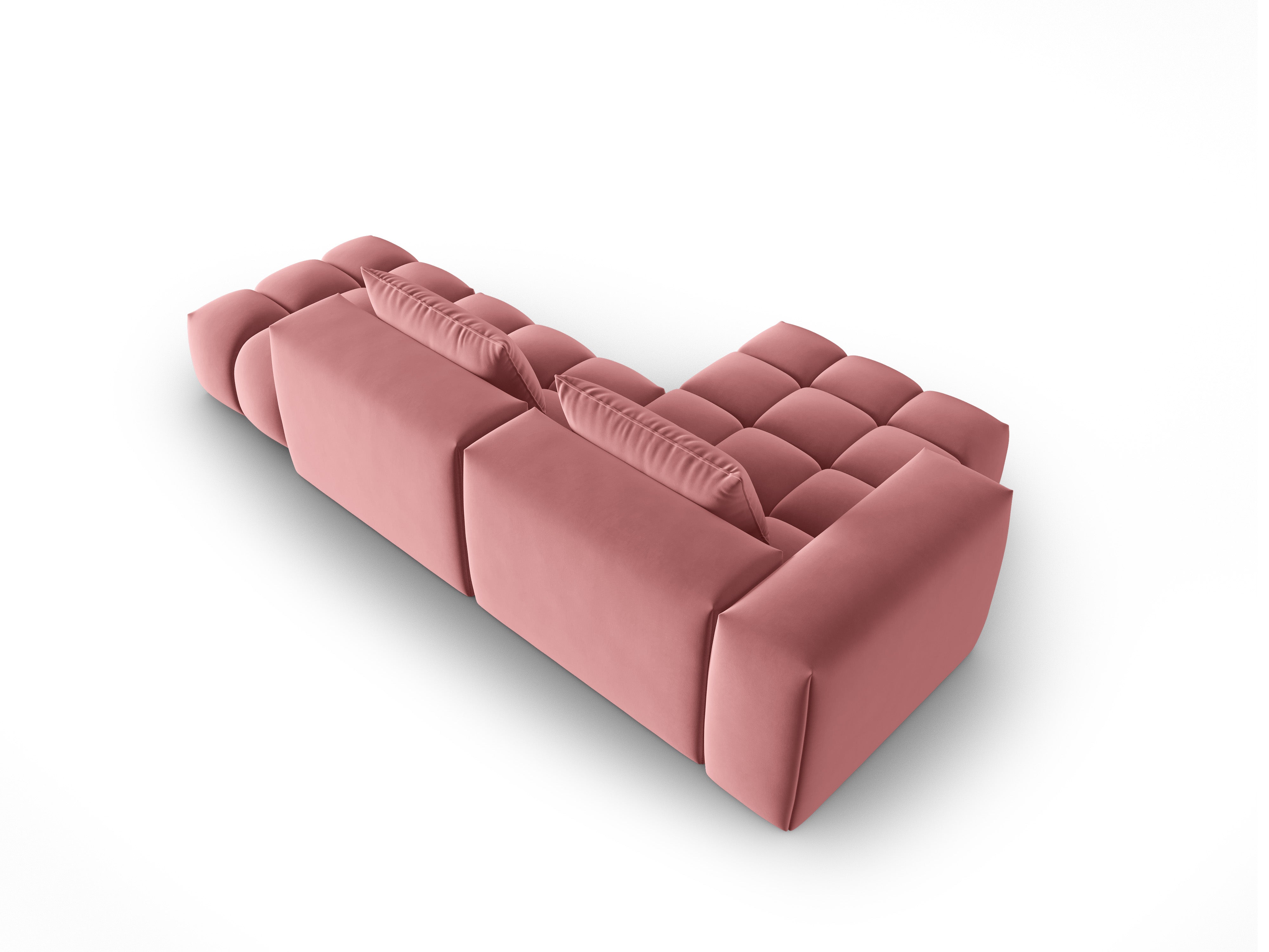 Open left-facing 4-seater velvet corner sofa VERONA flamingo pink