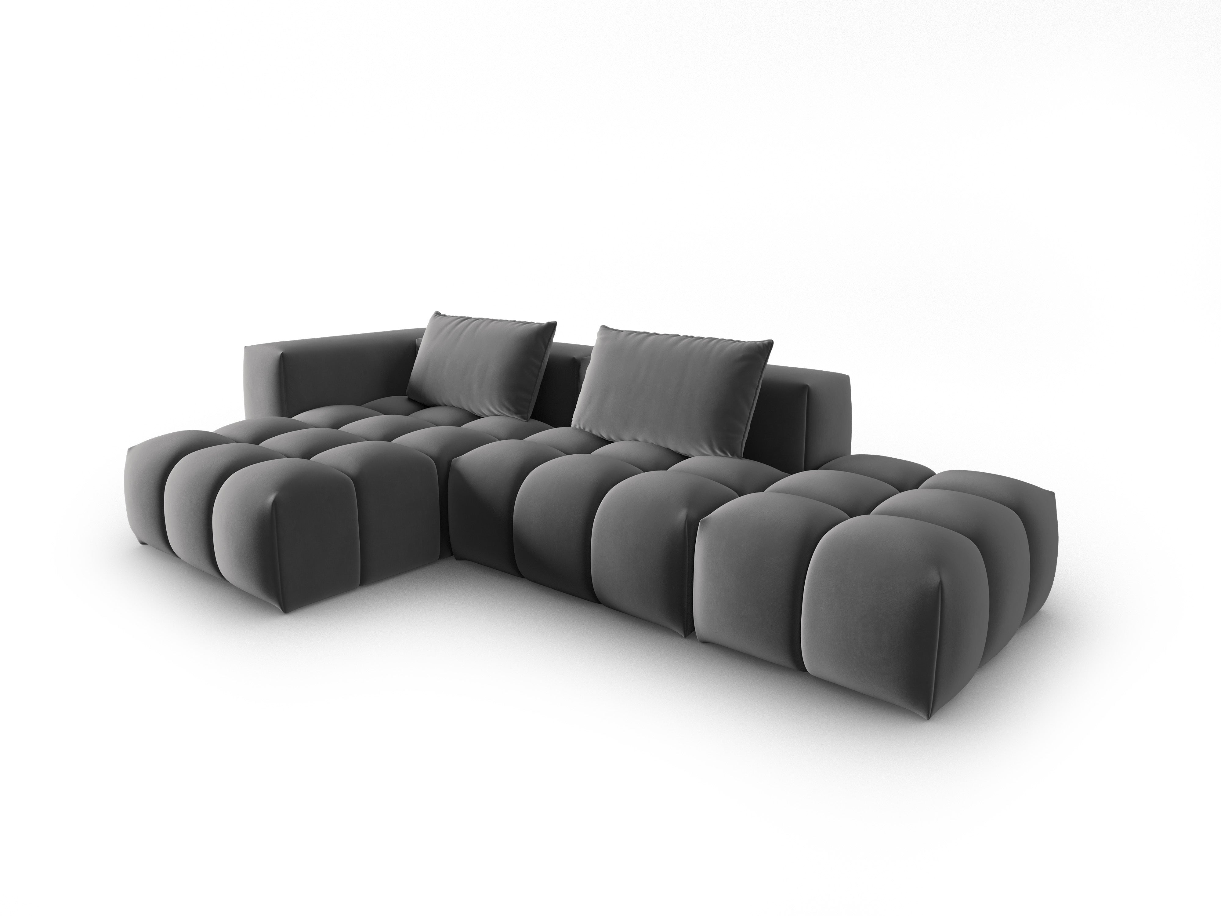 Open left-facing 4-seater velvet corner sofa VERONA gray