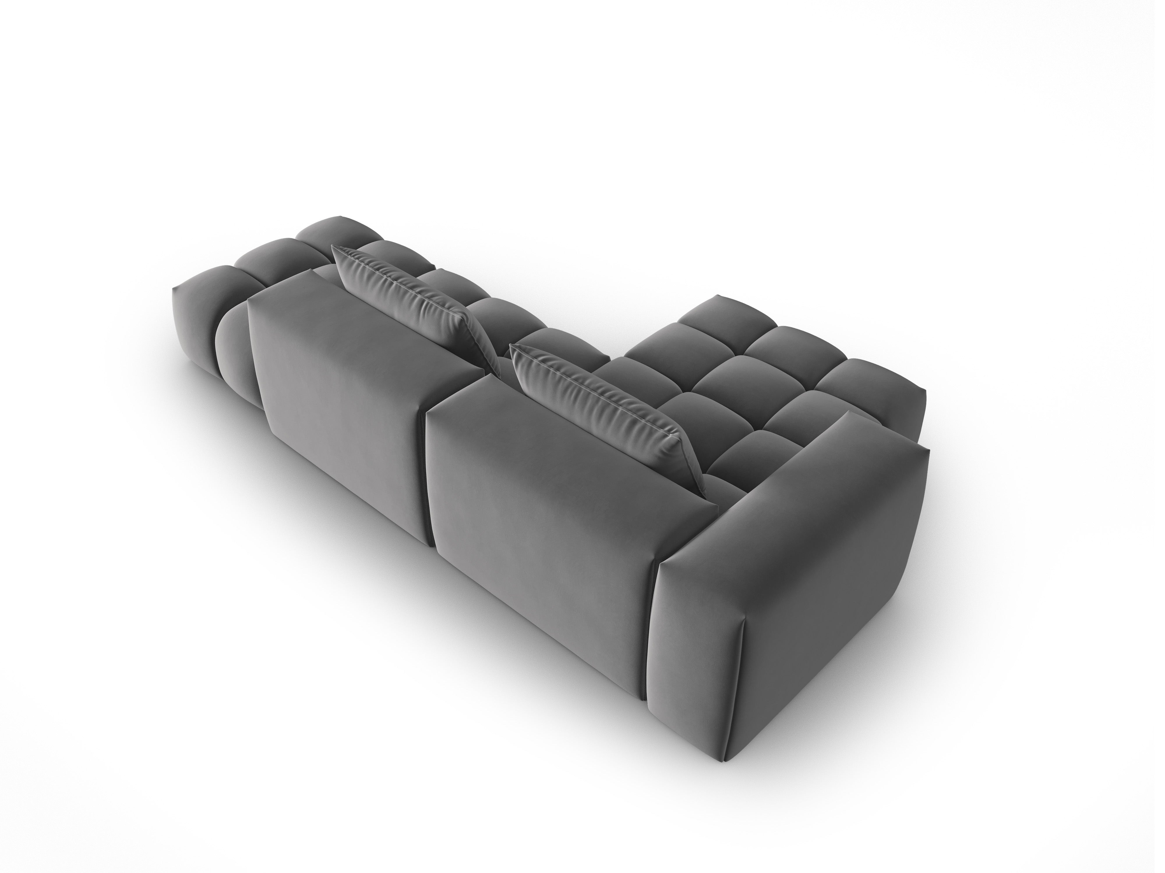 Open left-facing 4-seater velvet corner sofa VERONA gray