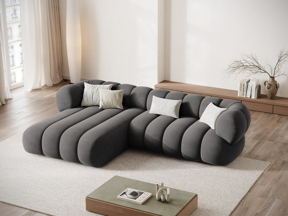 Samt-Ecksofa für 5 Personen links KOGE dunkelgrau